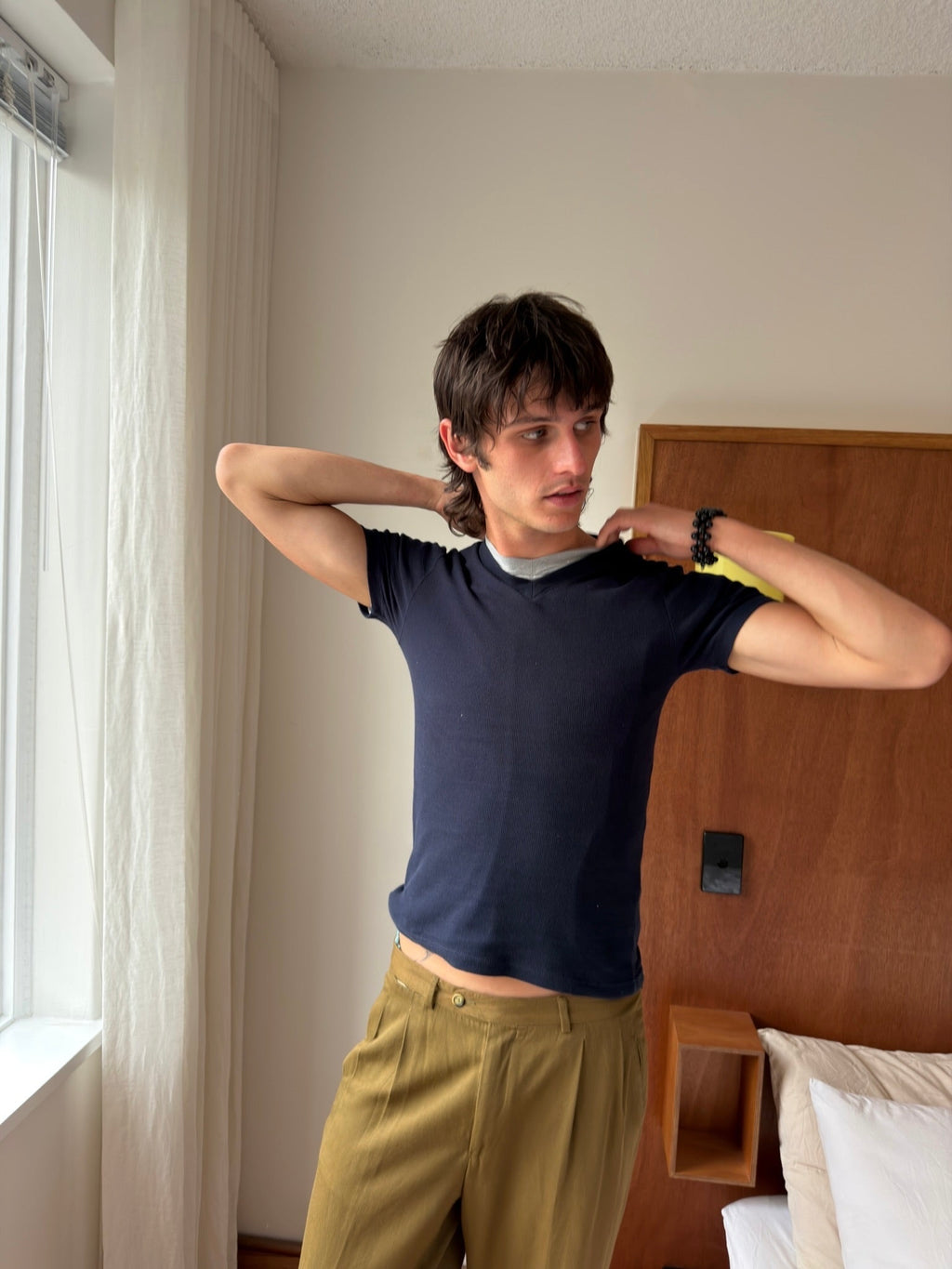 Dolce and Gabbana V Neck Tee - Navy