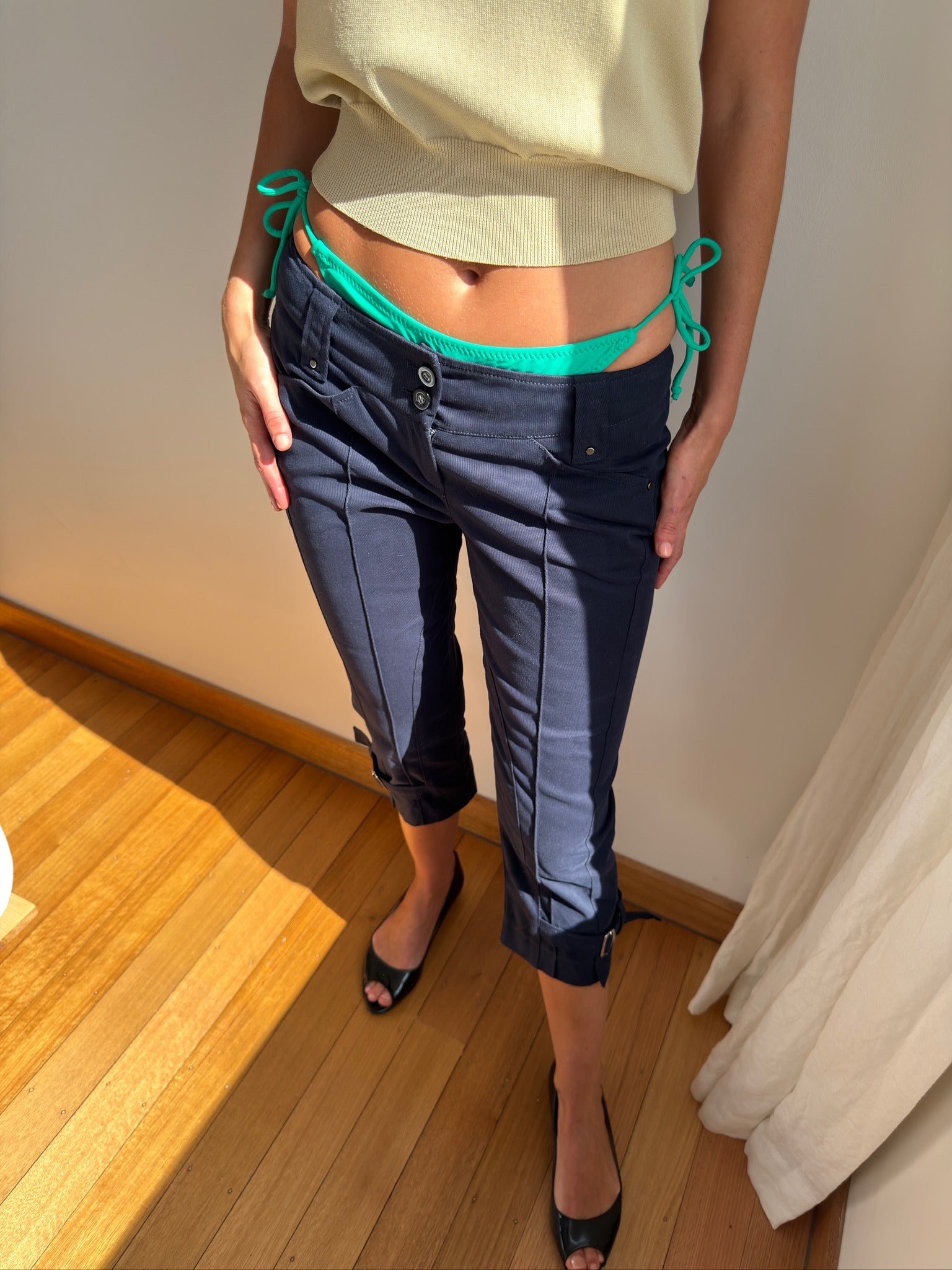 Jimmy Choo Open Toed Flats - Black Patent