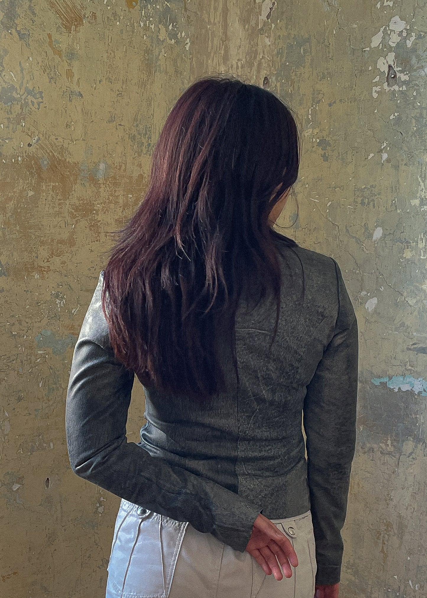 Vintage leather jacket. Back detail.