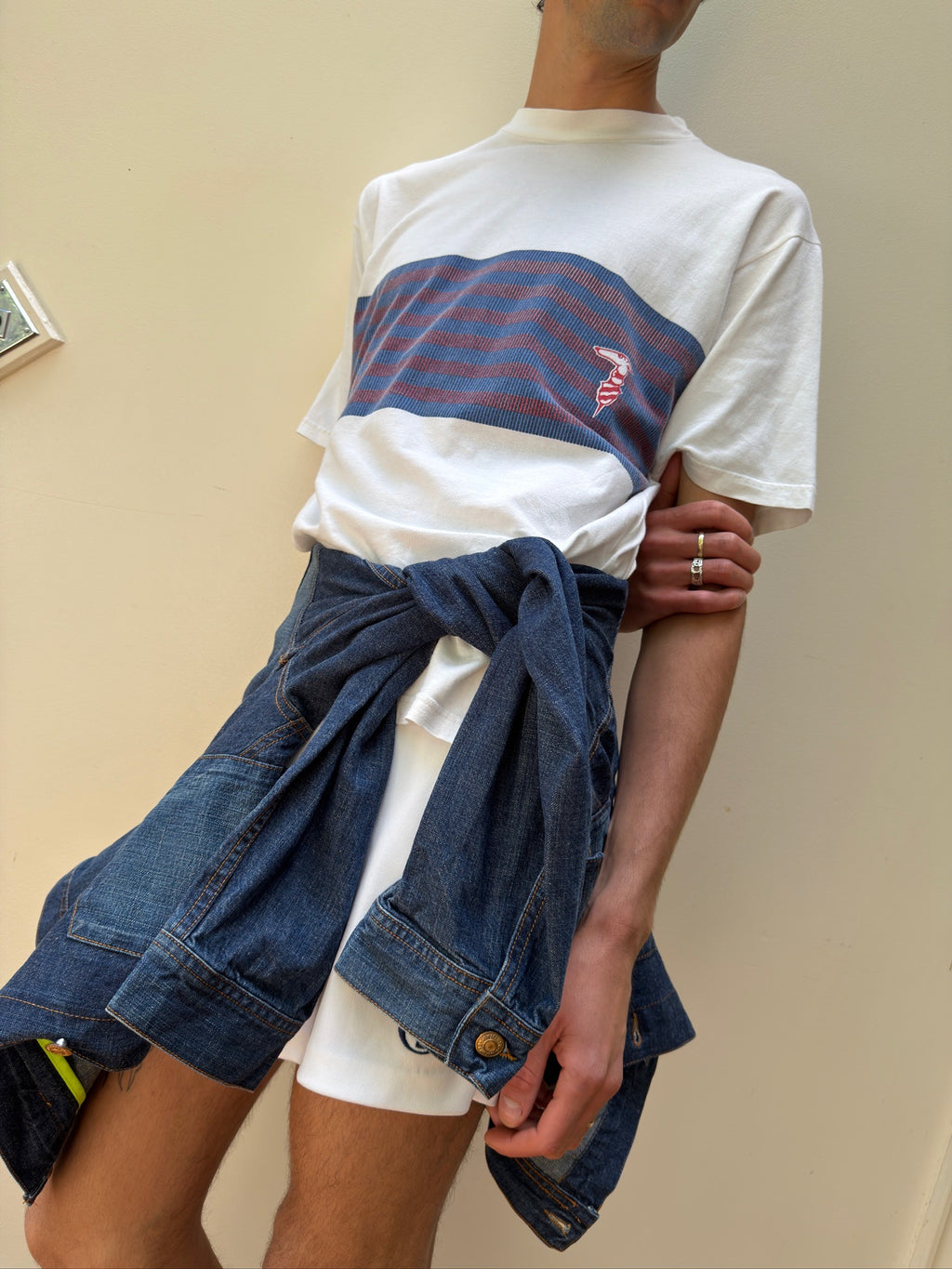 Trussardi Vintage Tee - White/Blue