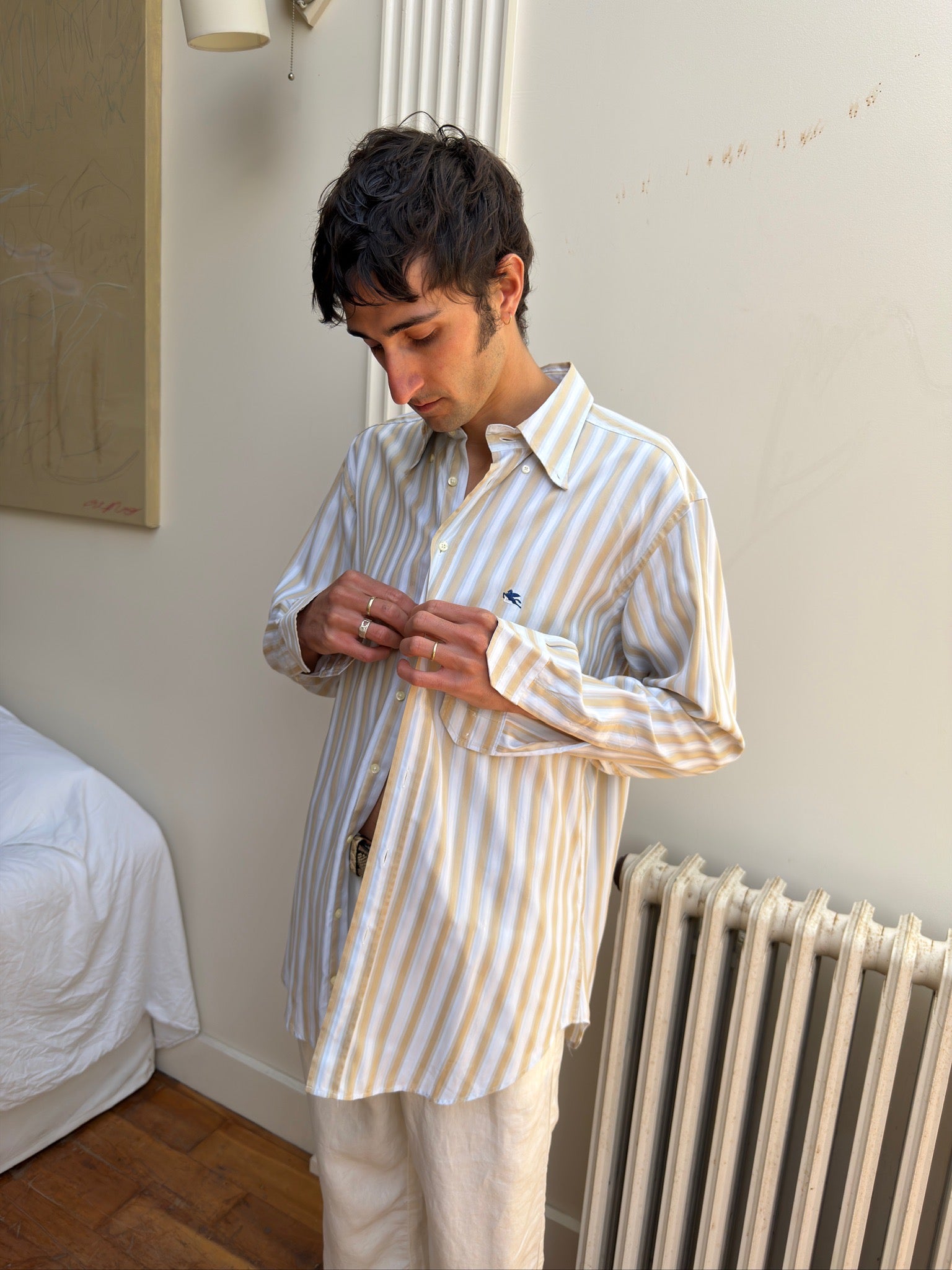 Etro Button Down - Beige/Blue Stripe