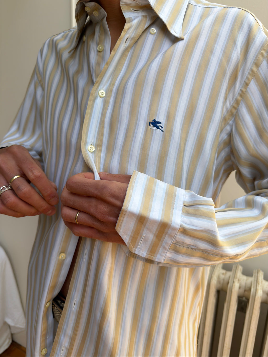 Etro Button Down - Beige/Blue Stripe