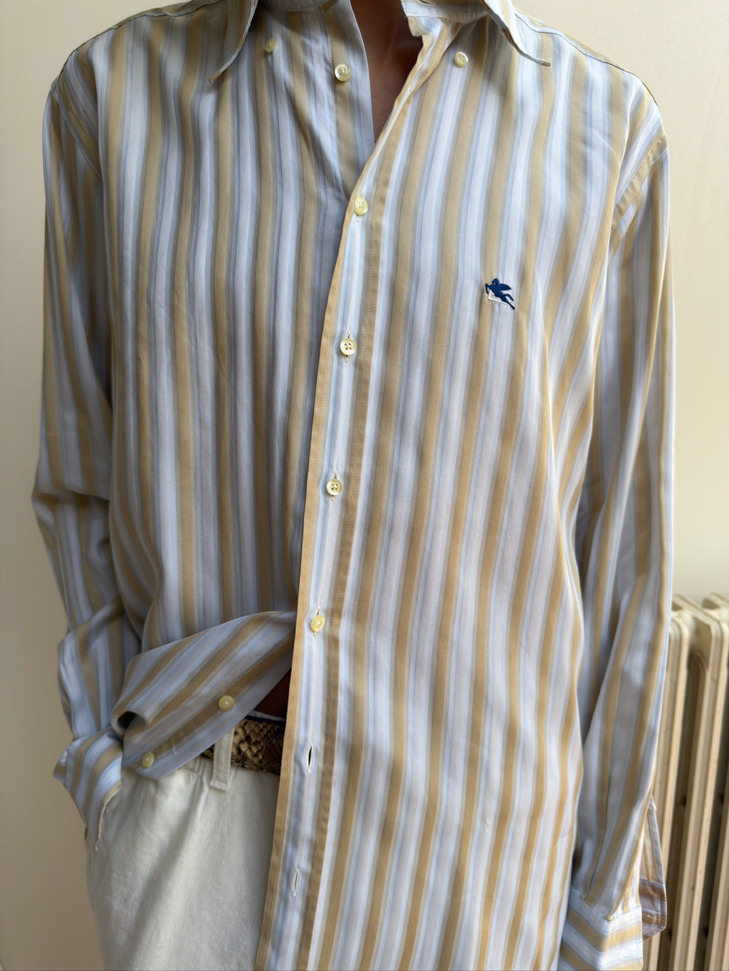 Etro Button Down - Beige/Blue Stripe