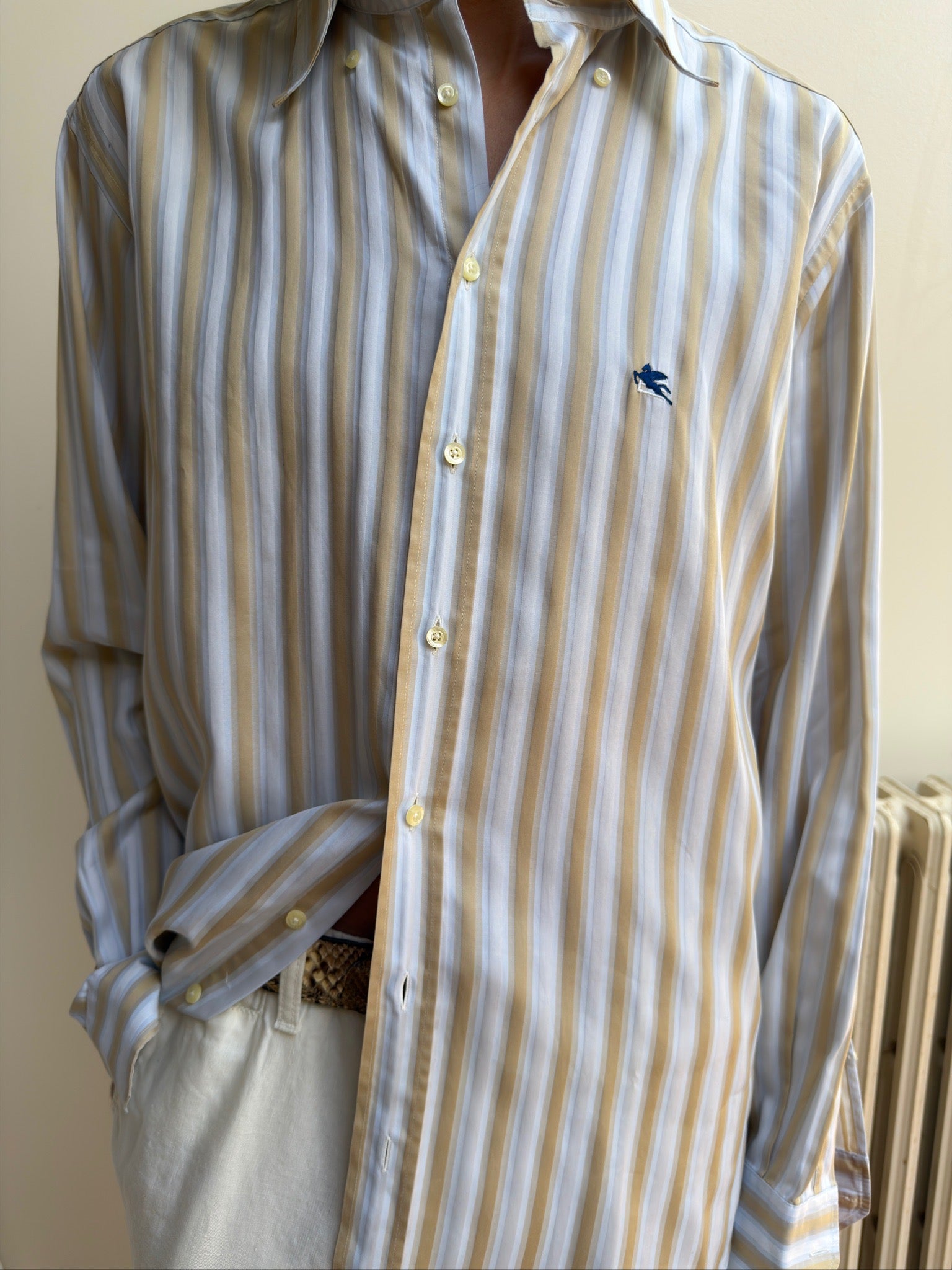 Etro Button Down - Beige/Blue Stripe