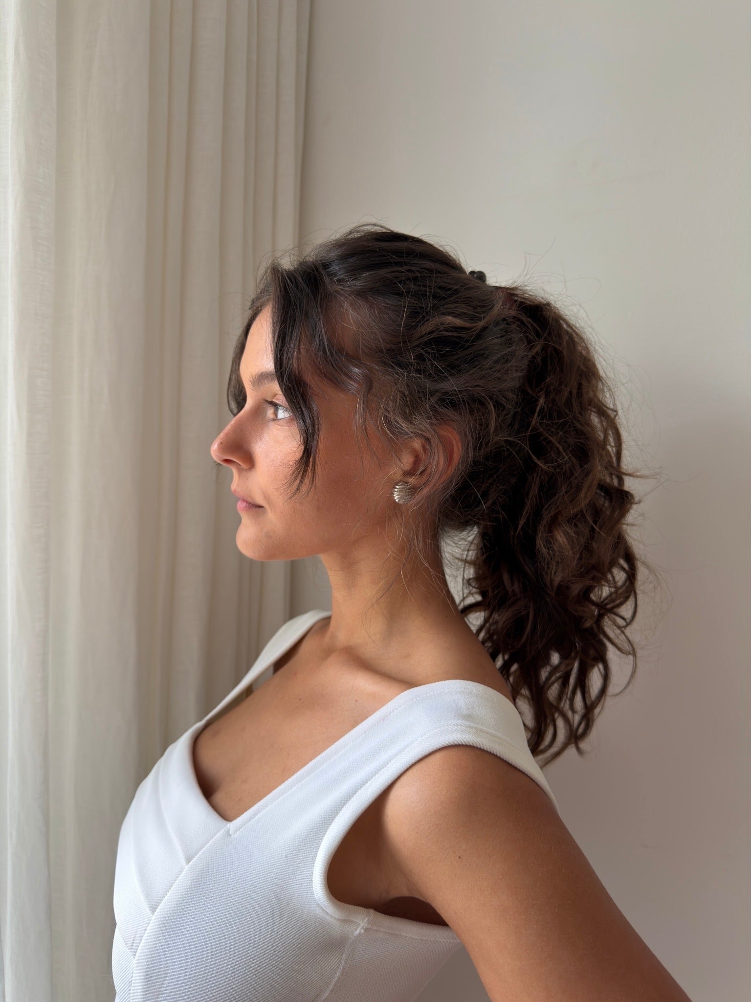 Silver Button Earrings