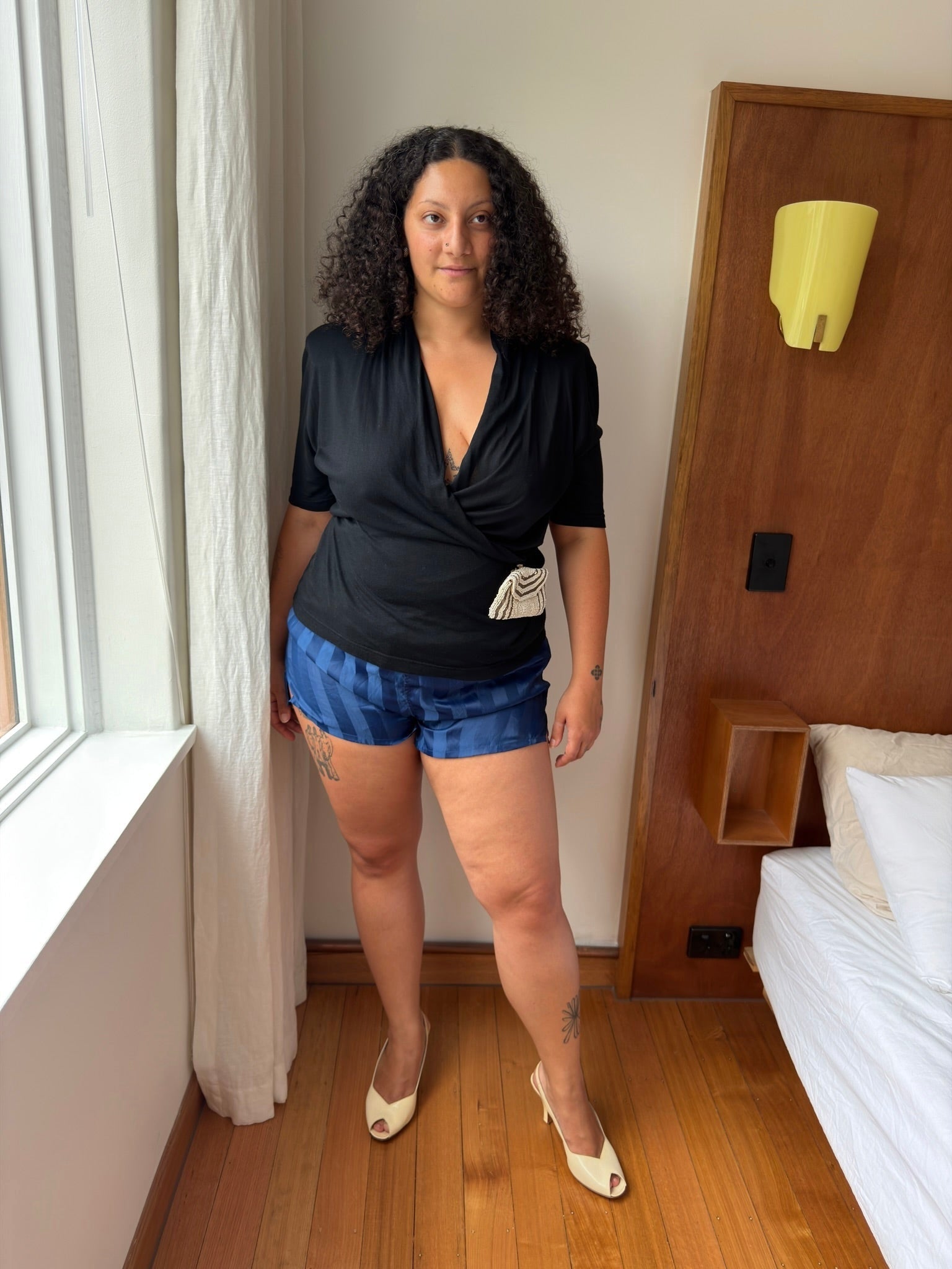 Beaded Pouch with Belt Loop - Cream