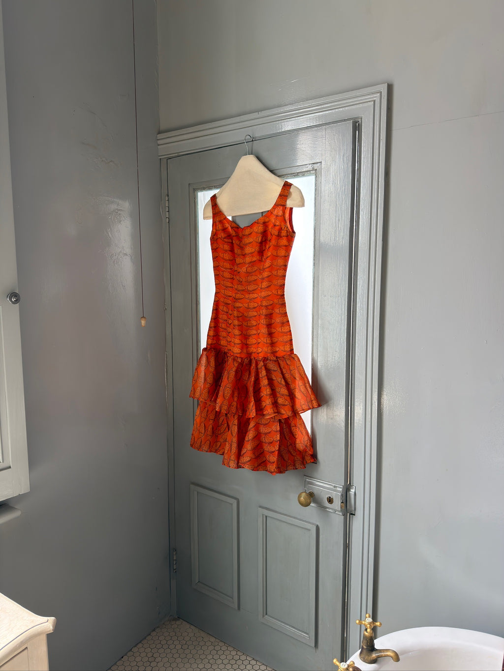 Fruit Basket Ruffle Dress - Orange