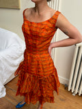 Fruit Basket Ruffle Dress - Orange