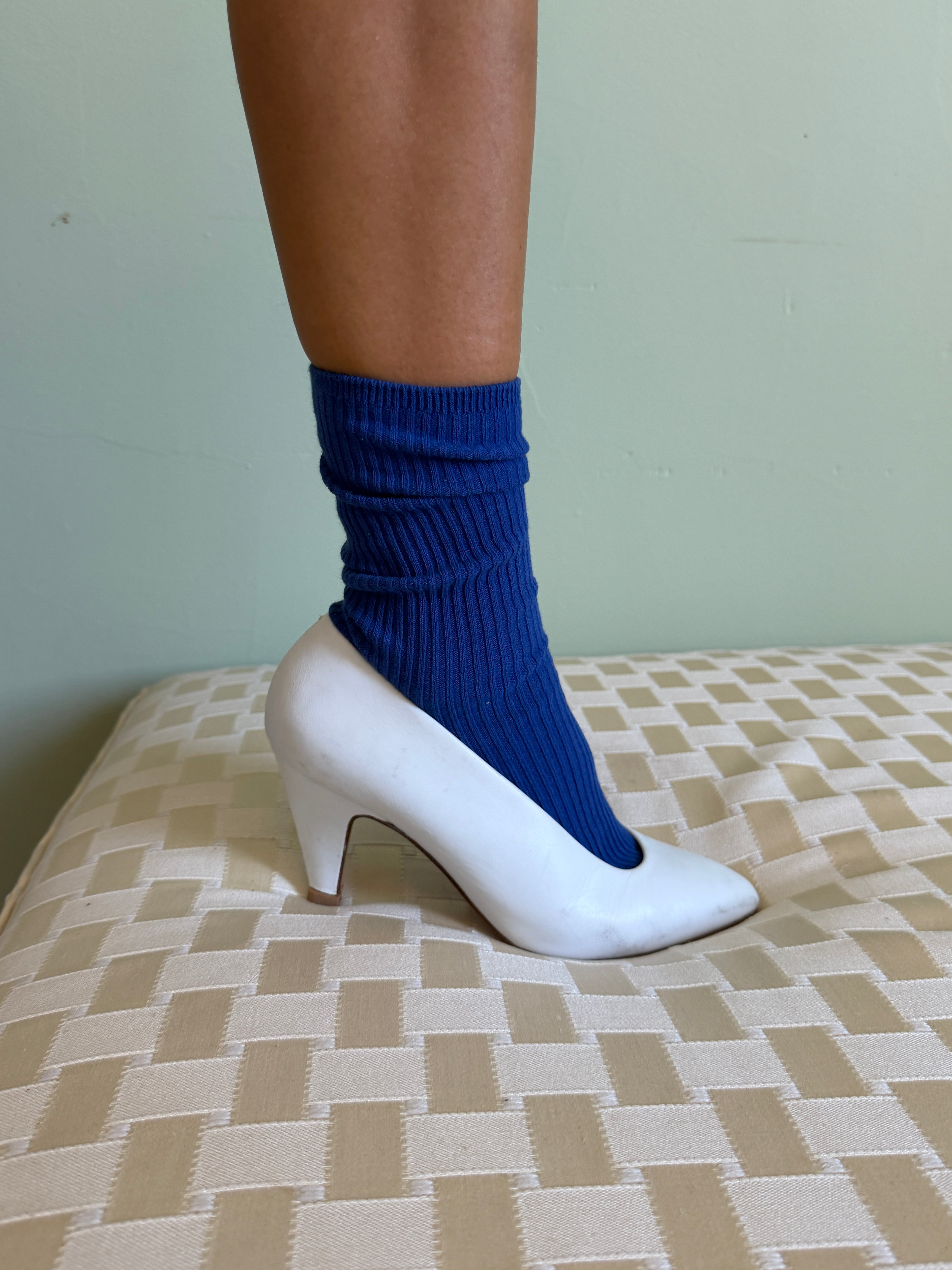 Common Garden Cotton Ribbed Socks - French Blue