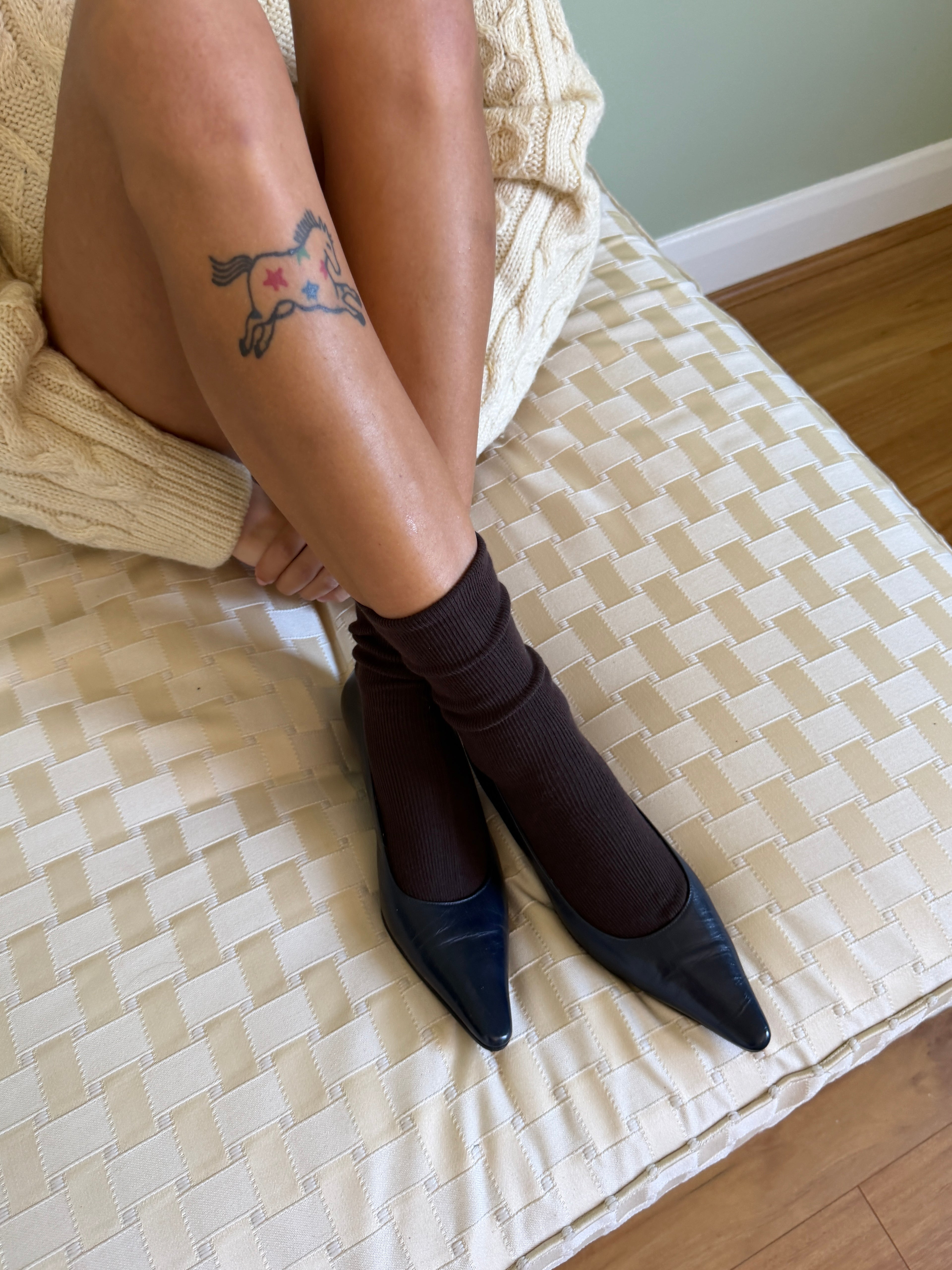 Common Garden Fine Ribbed Socks - Dark Chocolate