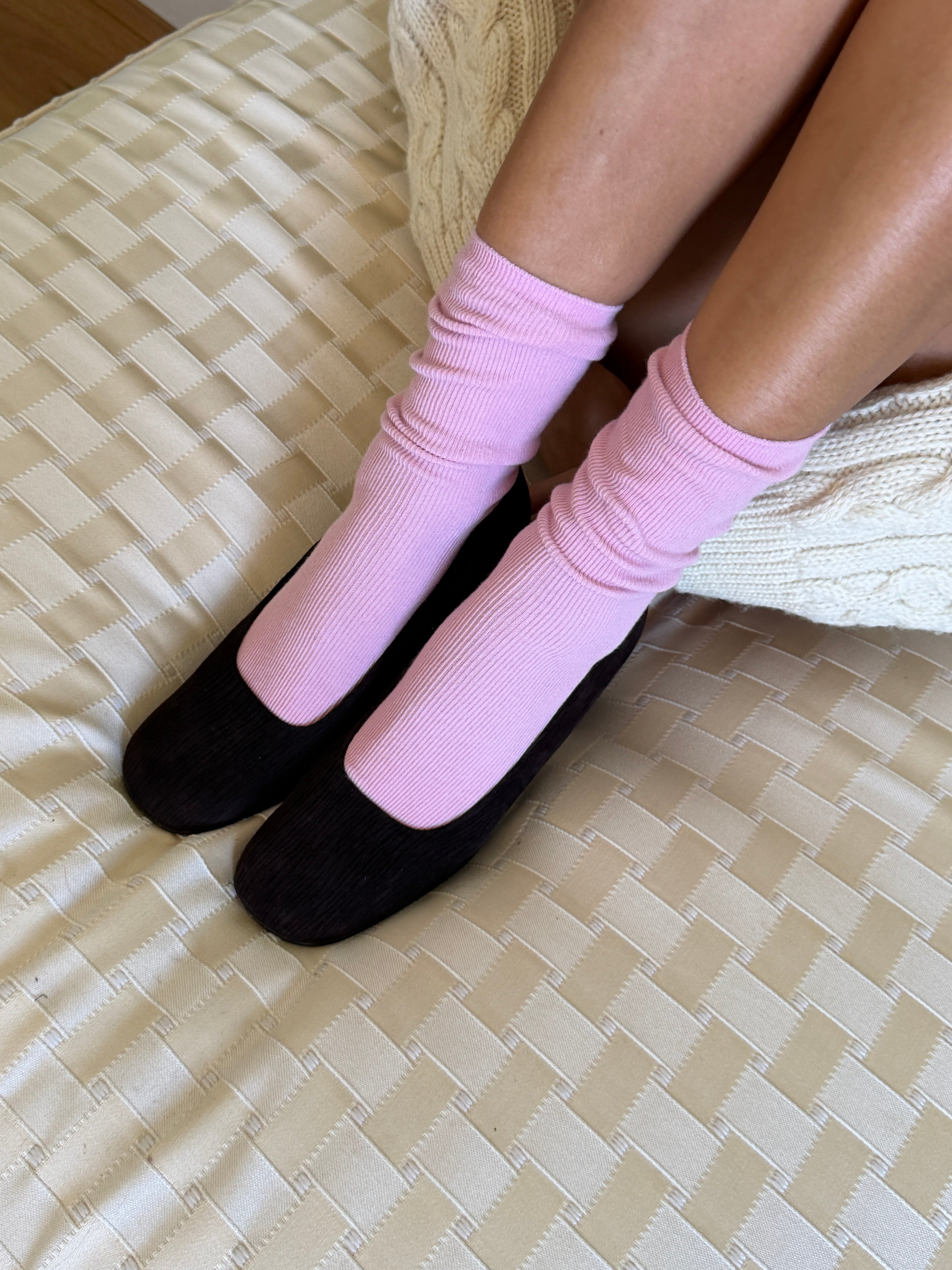Common Garden Fine Ribbed Socks - Blush