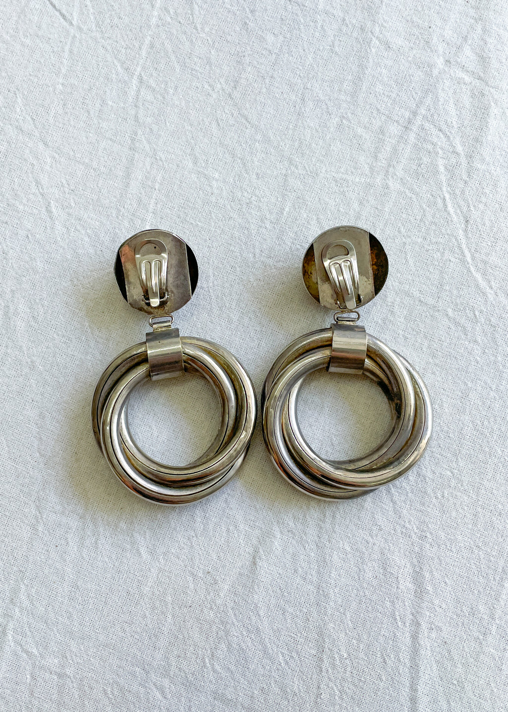 Chunky Round Doorknocker Clip Ons - Silver
