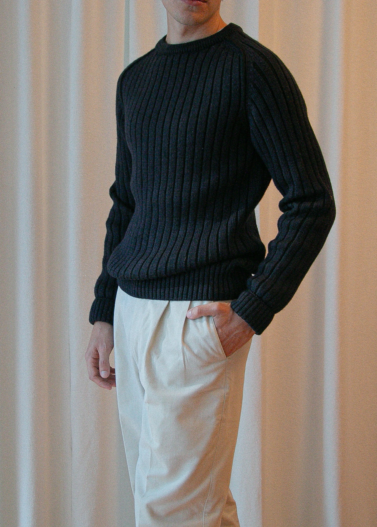 Sovrano Ribbed Wool Knit - Dark Blue