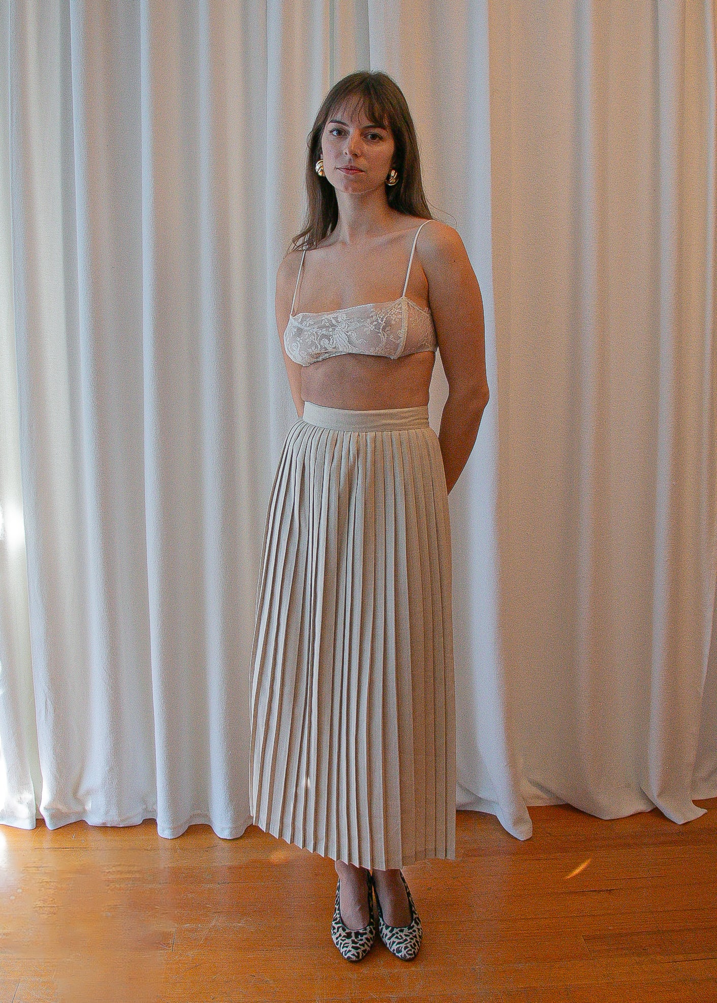 Vintage Pleated Skirt - Cream