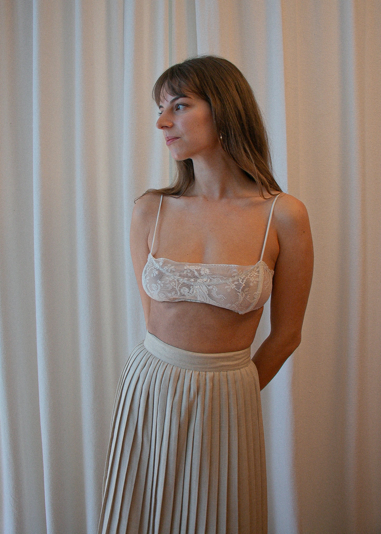 Vintage Pleated Skirt - Cream