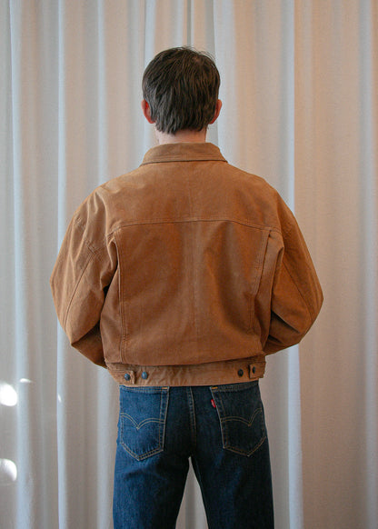 vintage suede leather jacket. back.