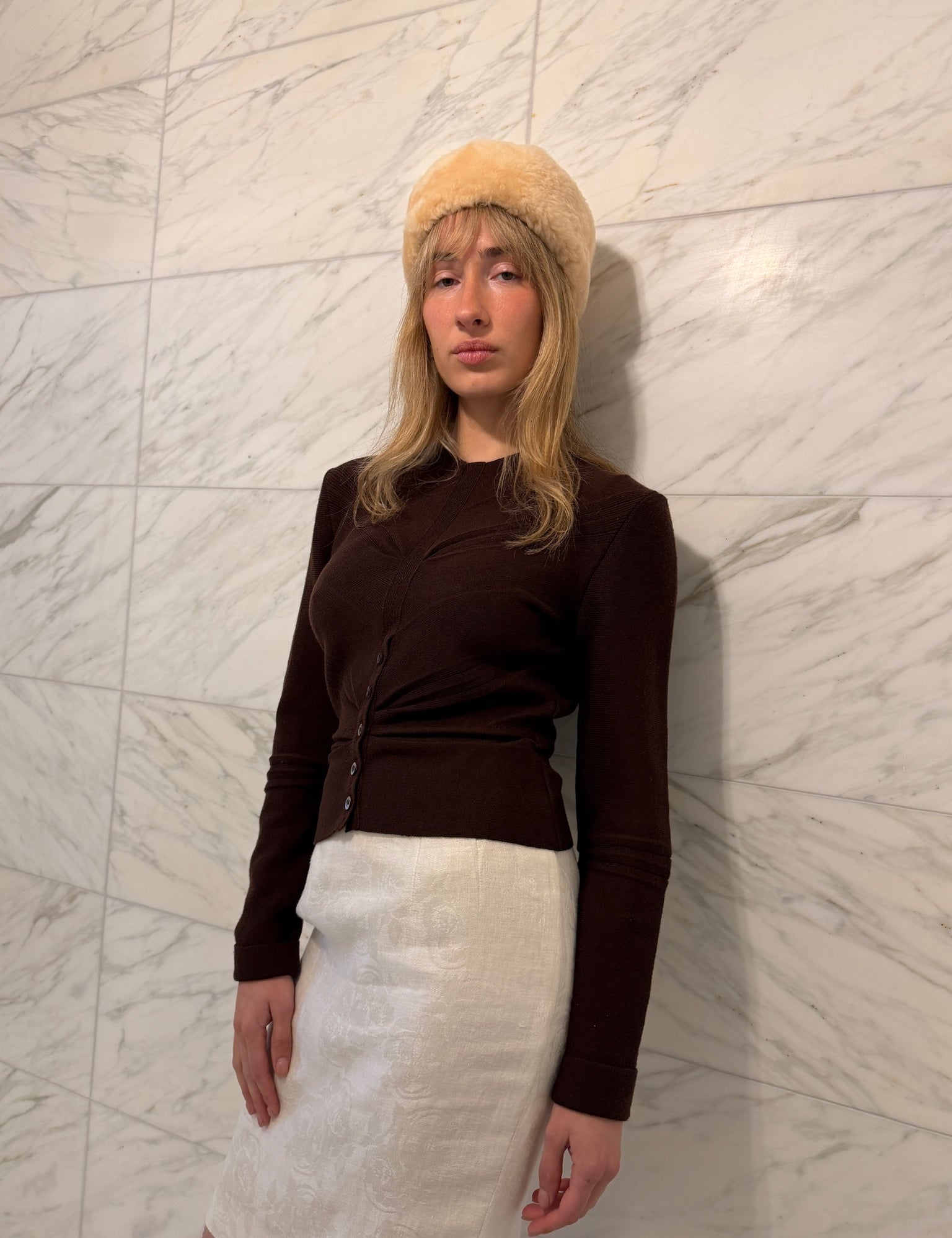 Shearling Pillbox Hat