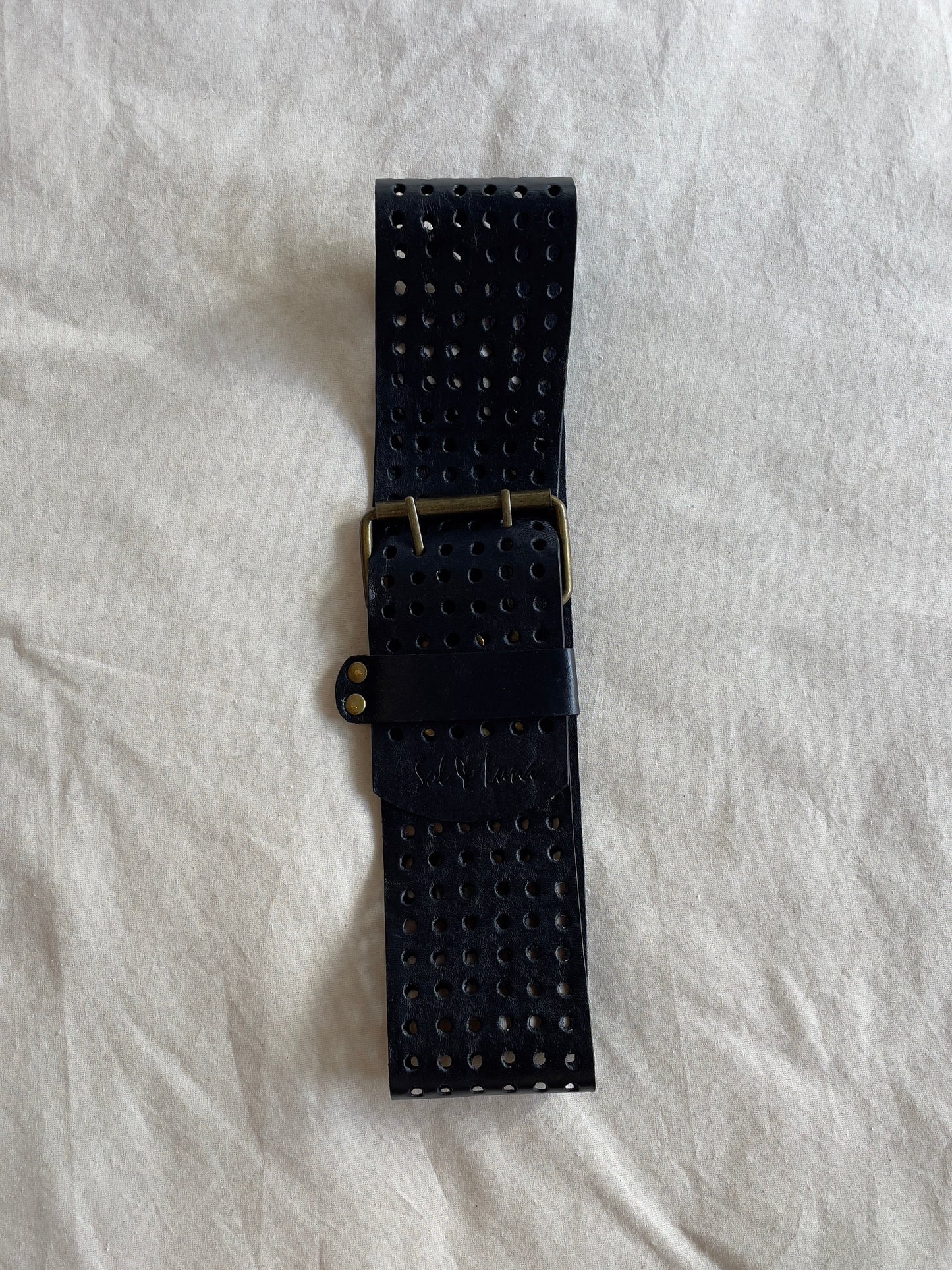 Multi Hole Belt - Black/Brass