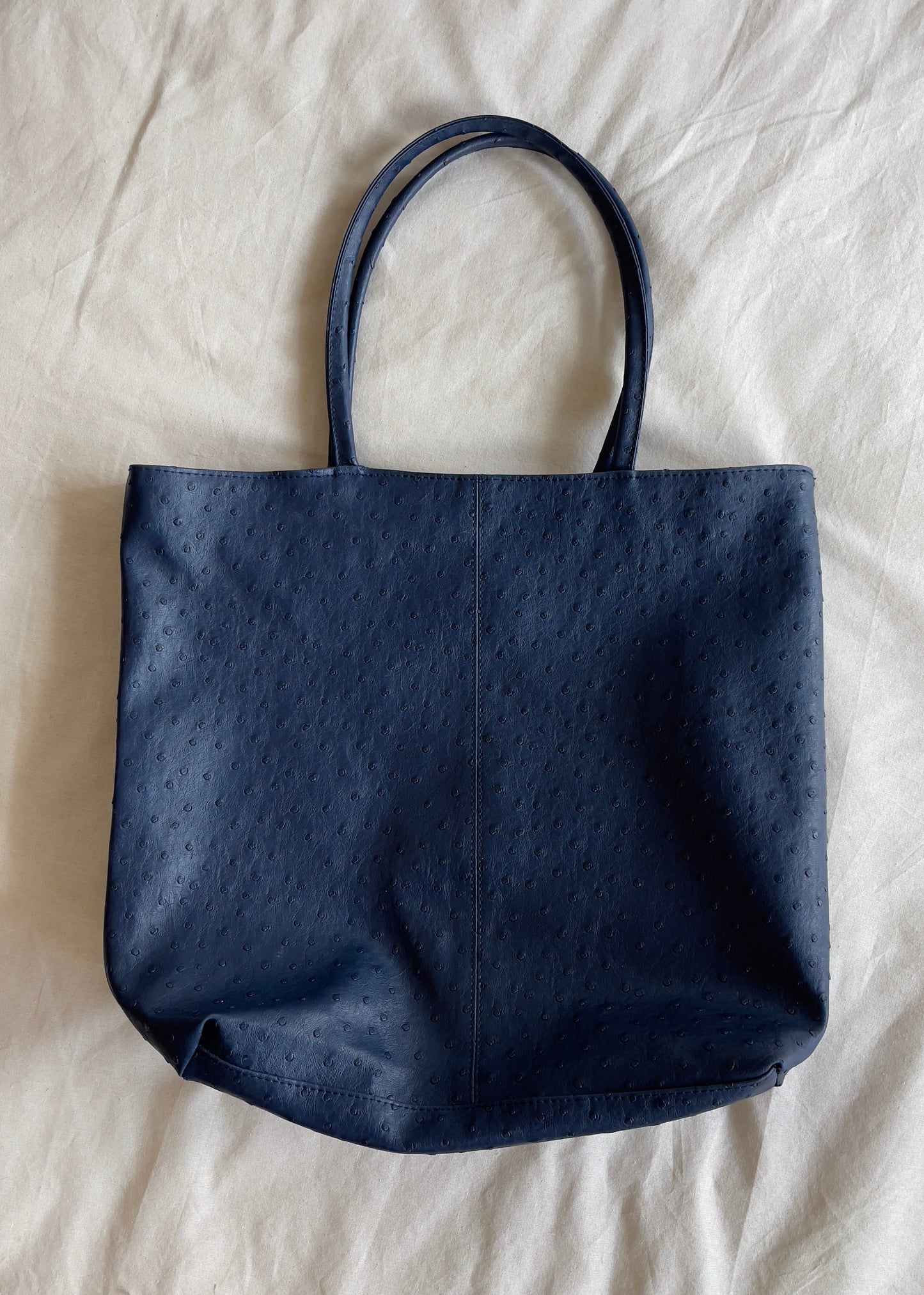 Faux Ostrich Tote - Navy