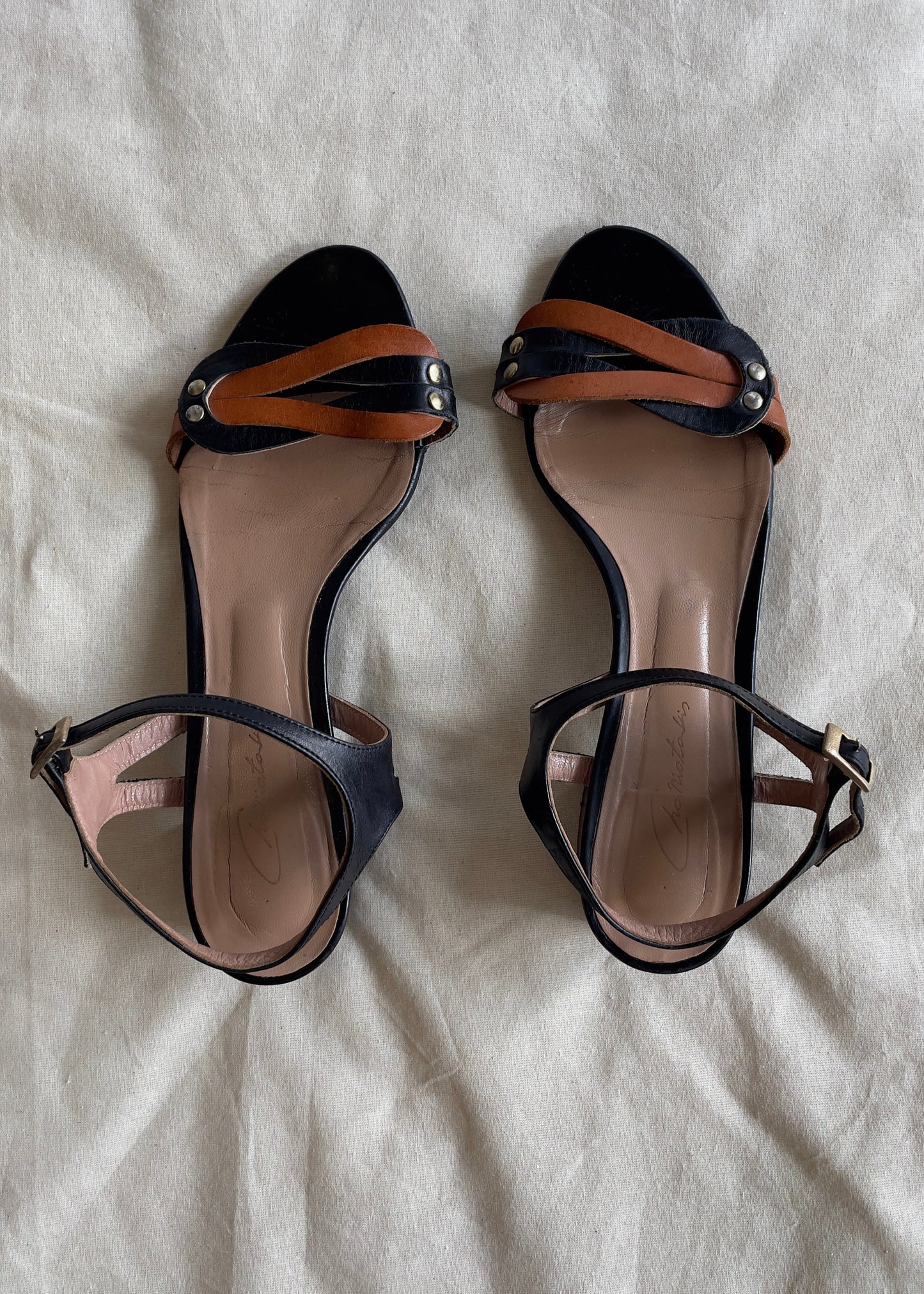 Chaniotakis Heeled Sandals - Black/Brown