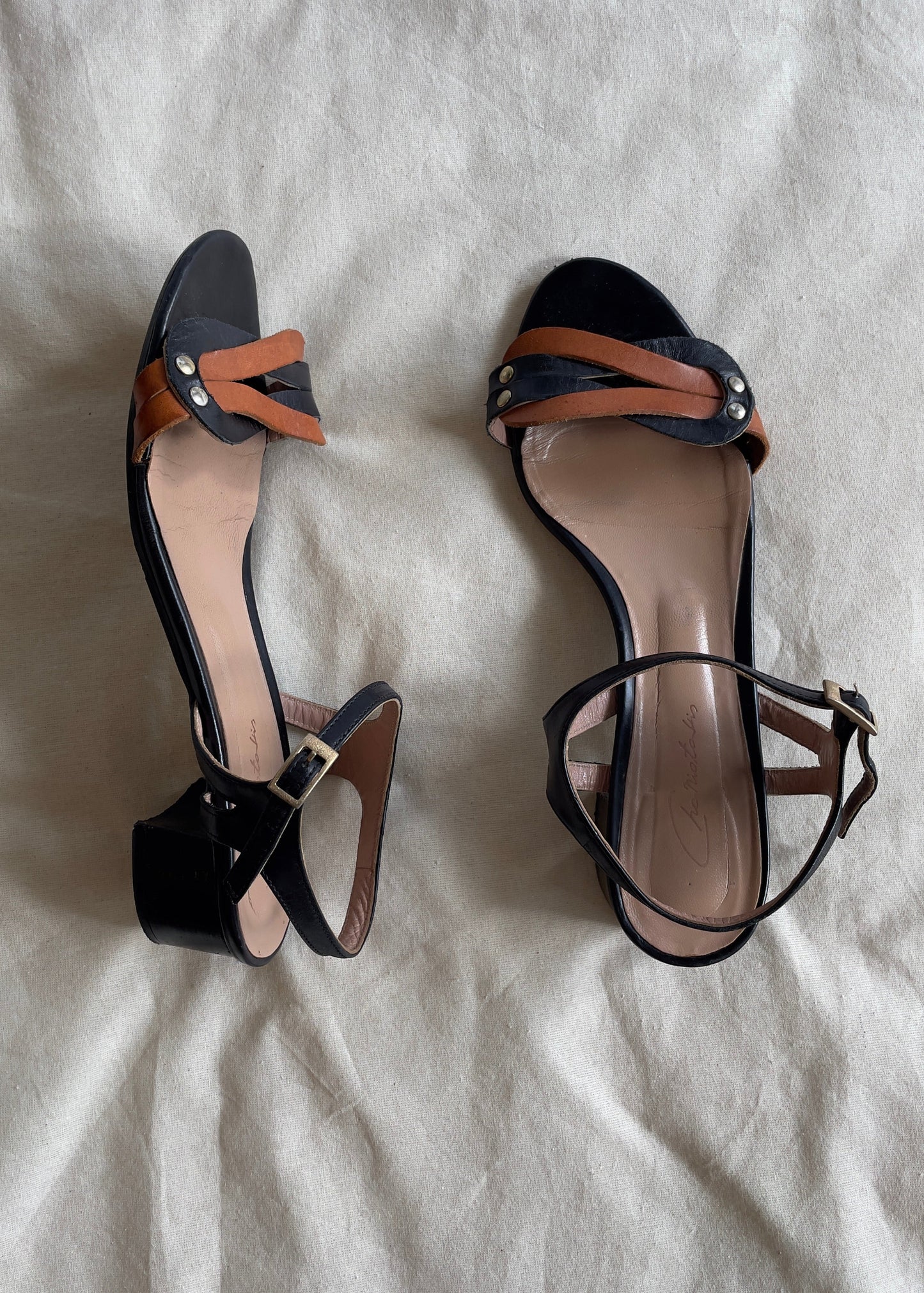 Chaniotakis Heeled Sandals - Black/Brown