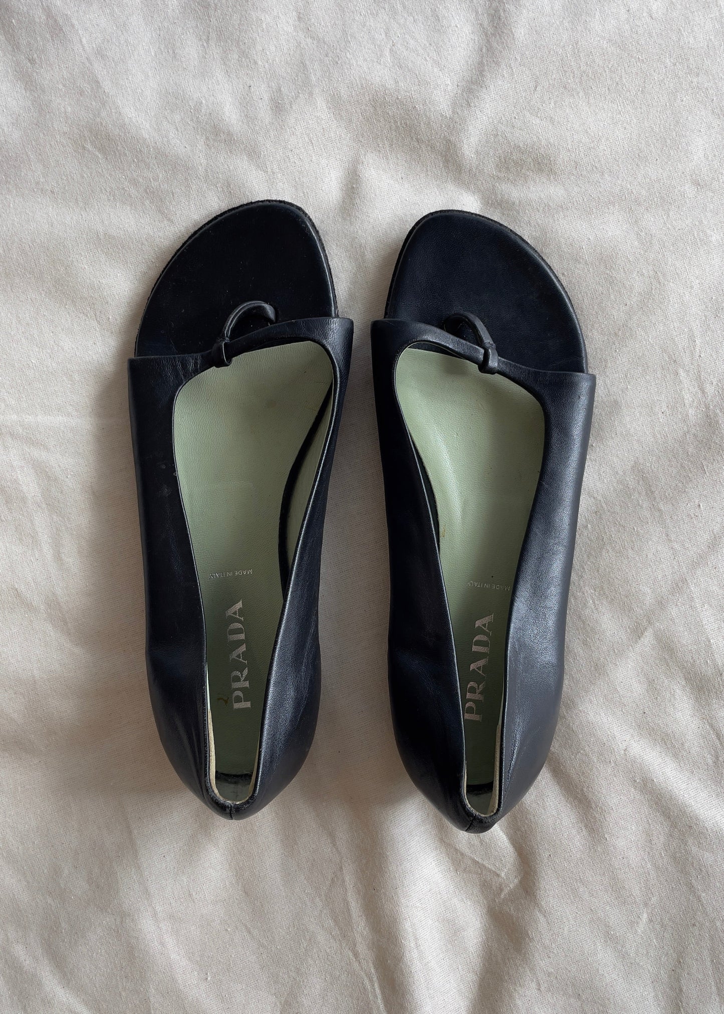 Prada Open Toed Ballet Flats - Black