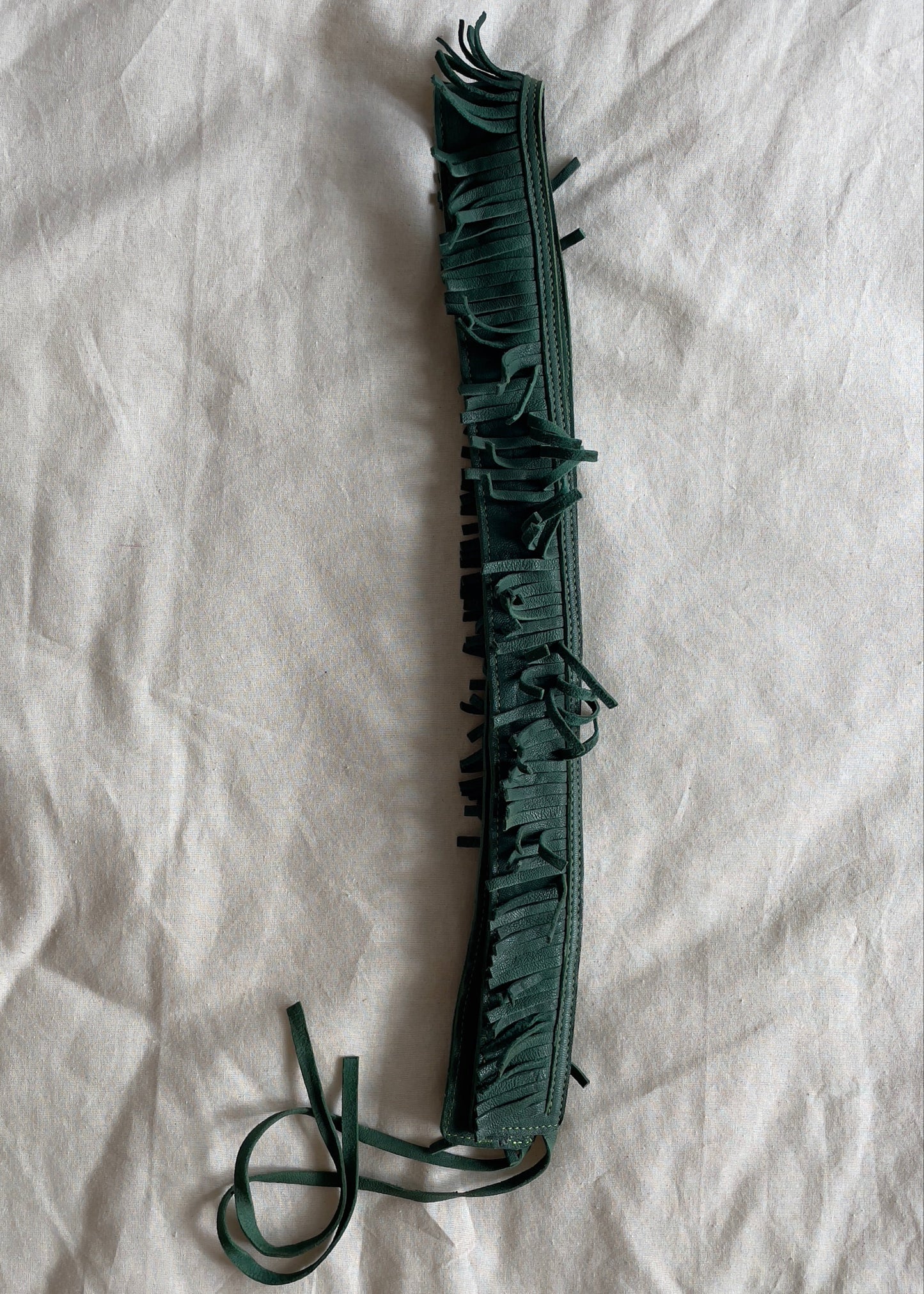 Leather Fringe Belt - Emerald