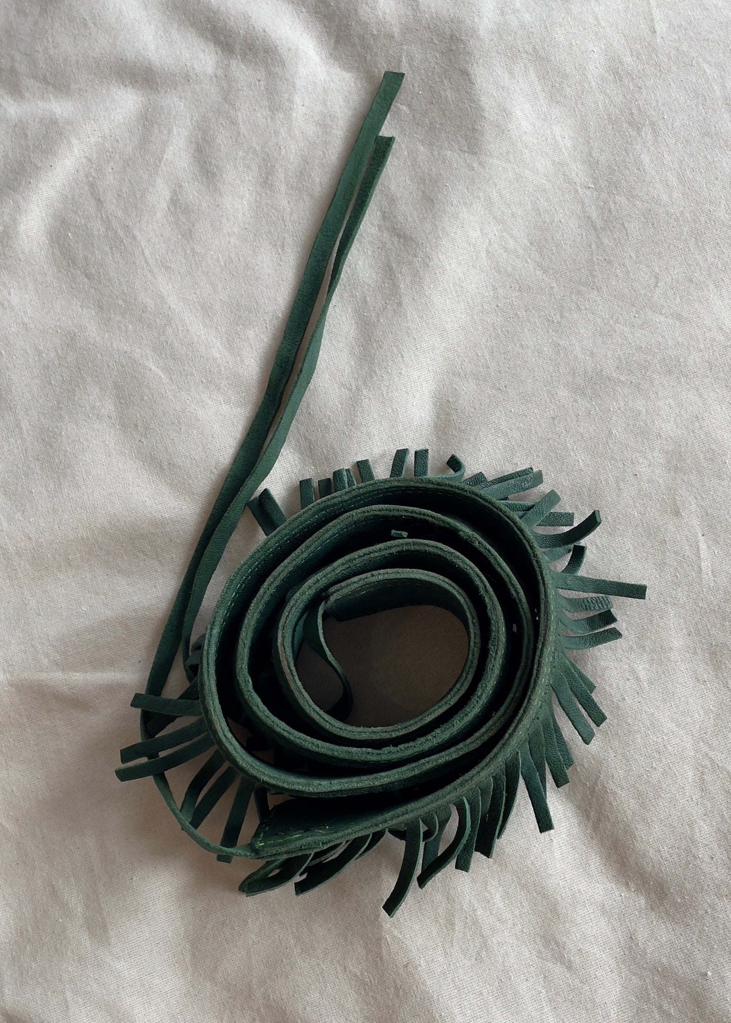 Leather Fringe Belt - Emerald