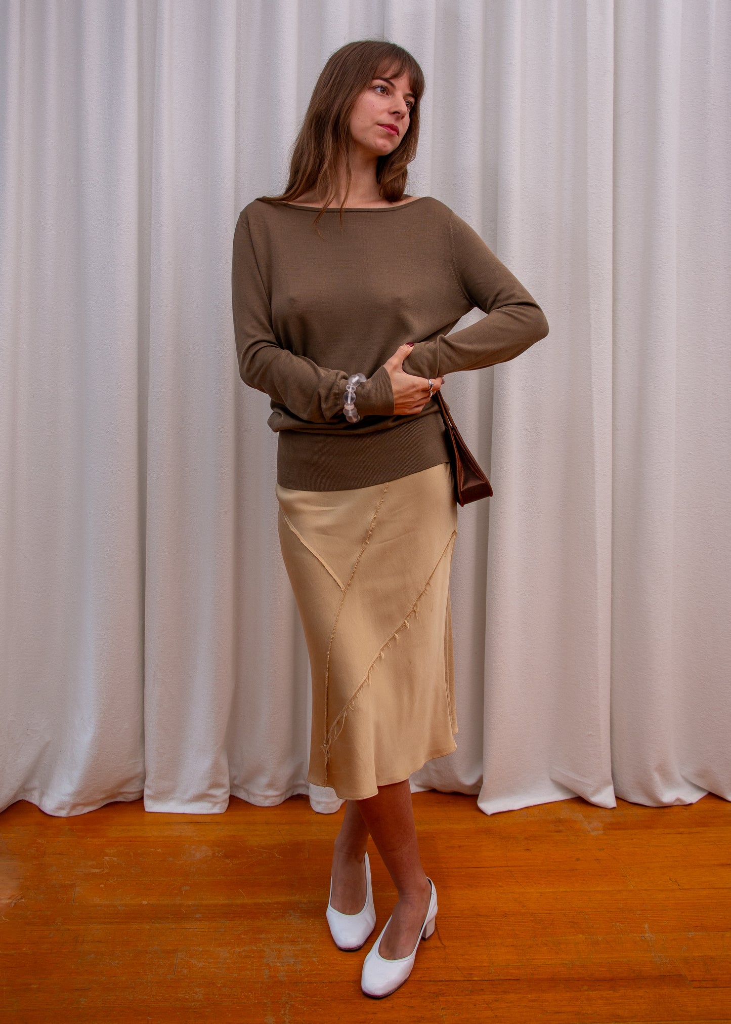 Vince Silk Skirt - Gold