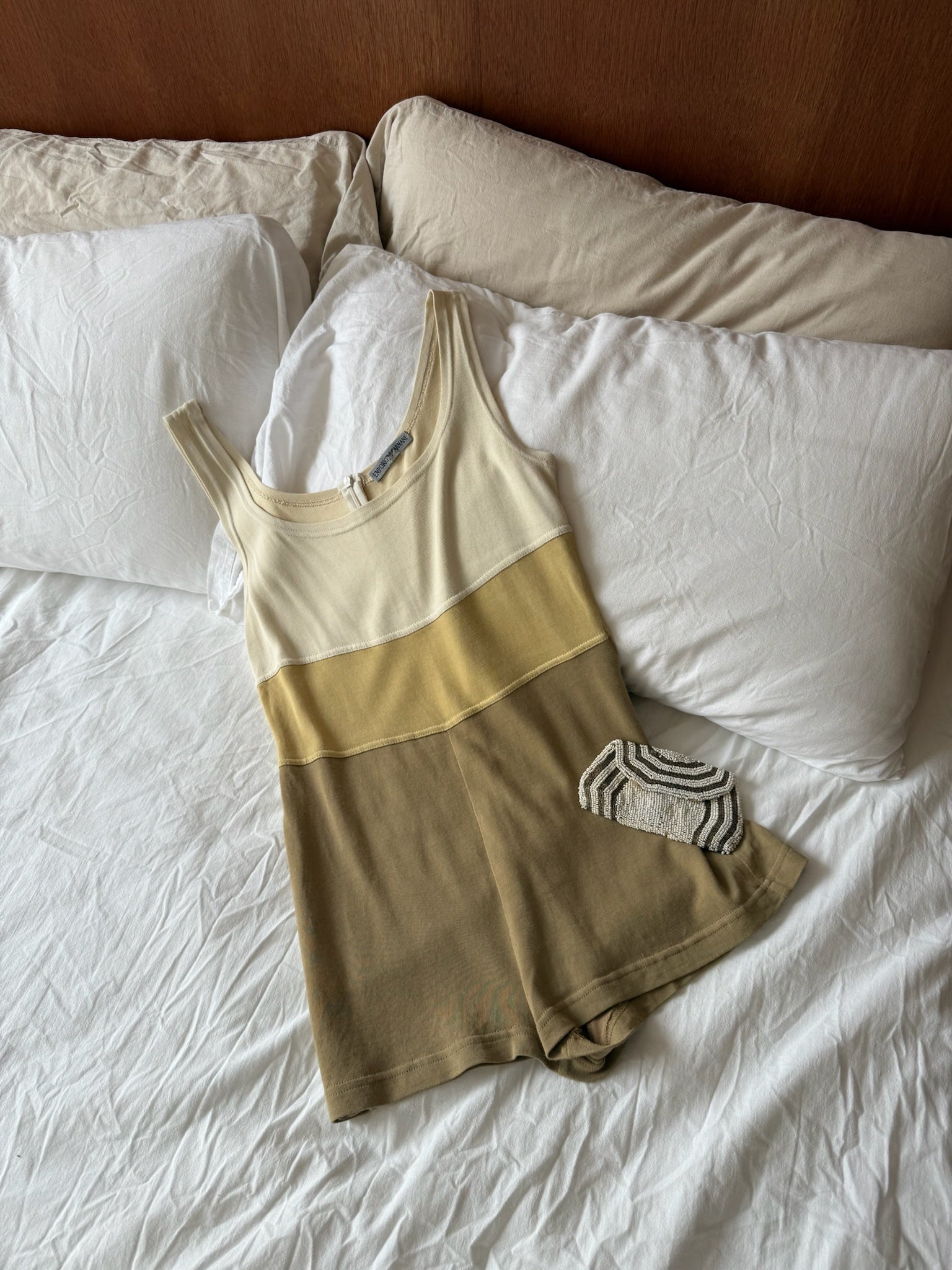 Beaded Pouch with Belt Loop - Cream