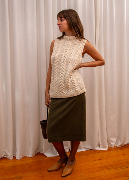 Handmade Knit Cable Vest - Cream