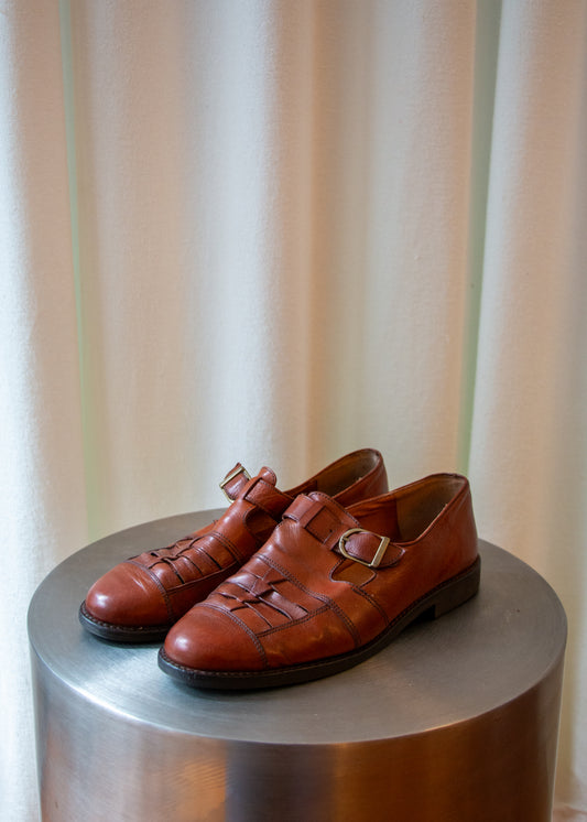 Vintage Ergee Woven Loafers - Brown