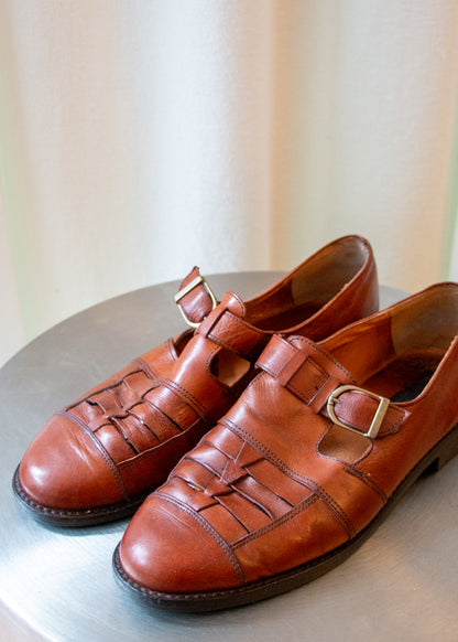 Vintage Ergee Woven Loafers - Brown