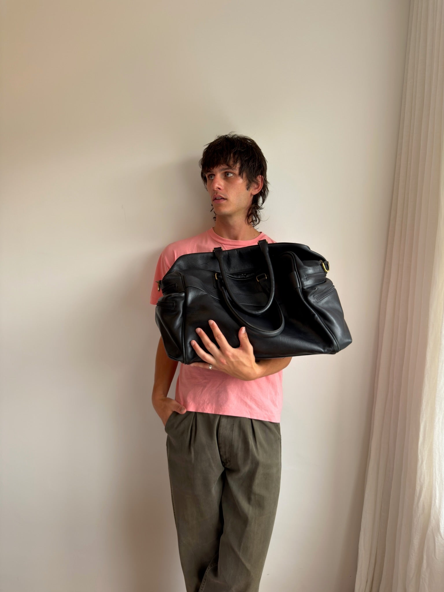 Triplite Leather Travel Bag - Black