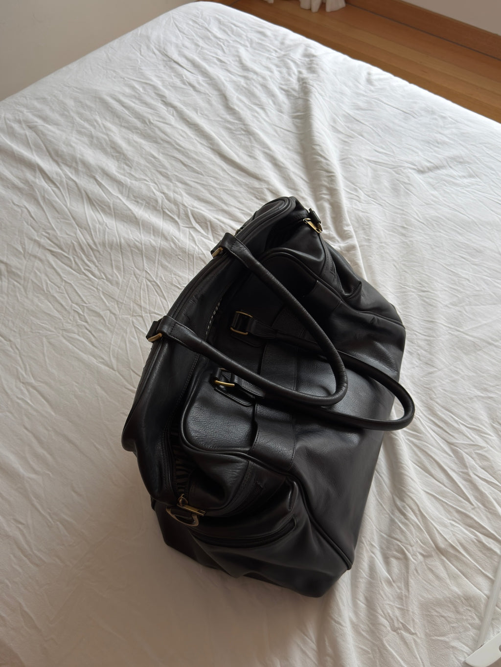 Triplite Leather Travel Bag - Black