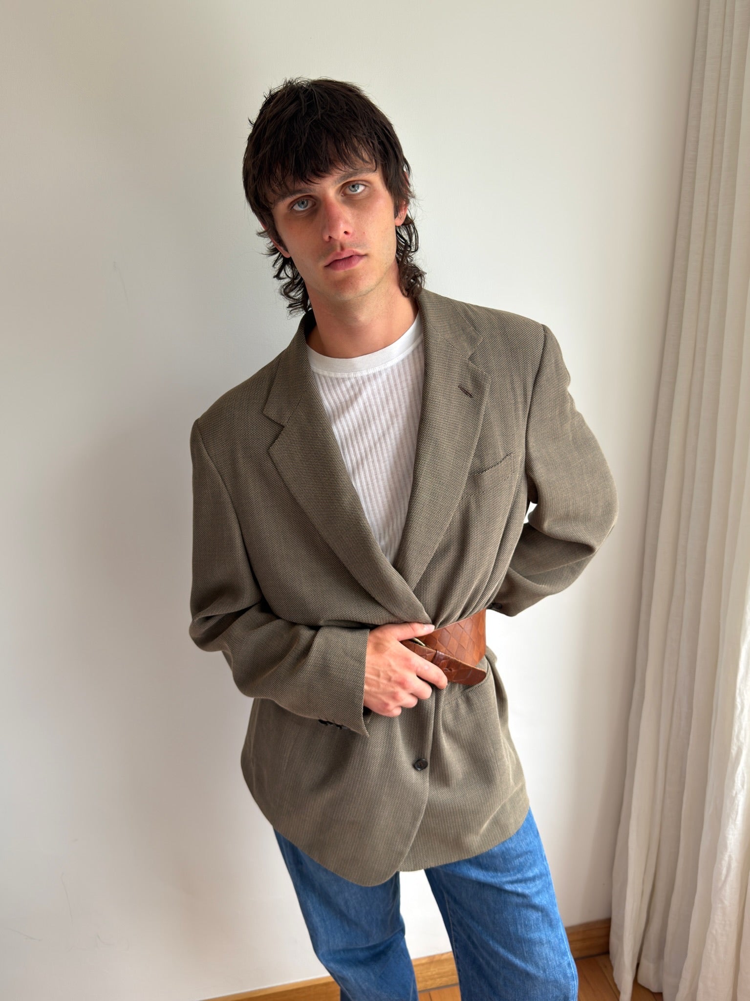 Checkered Waist Belt - Brown