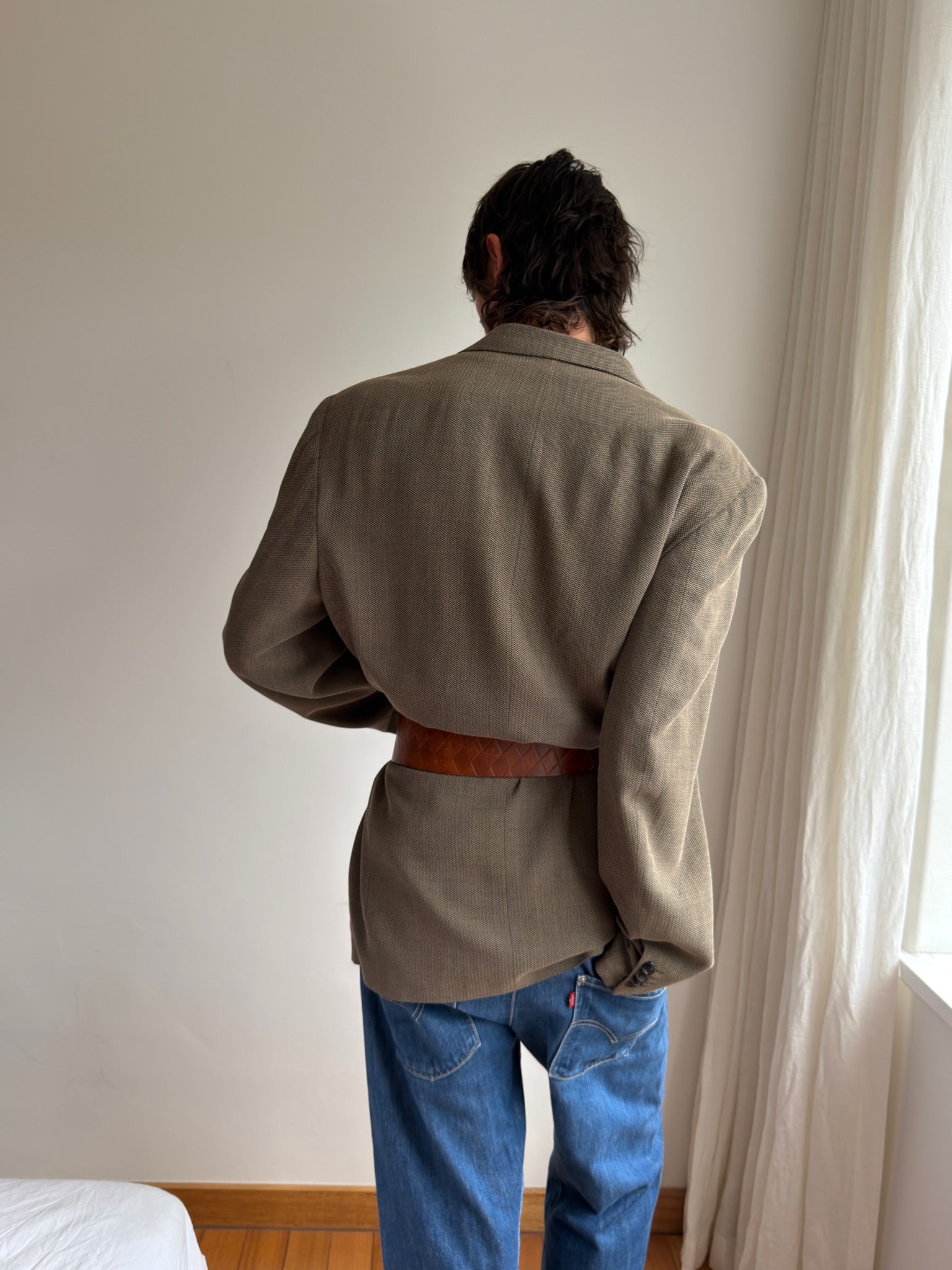 Checkered Waist Belt - Brown