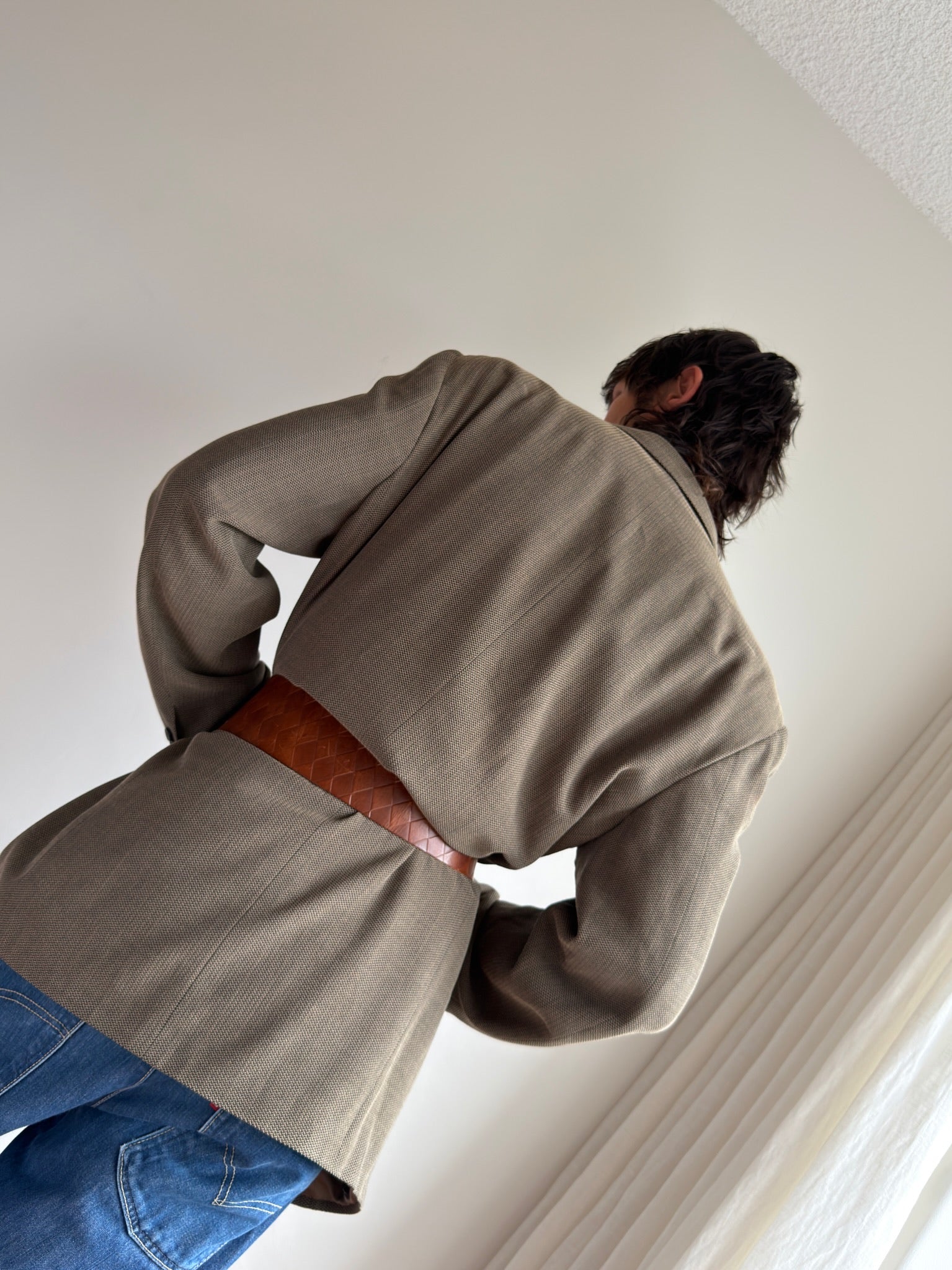 Checkered Waist Belt - Brown