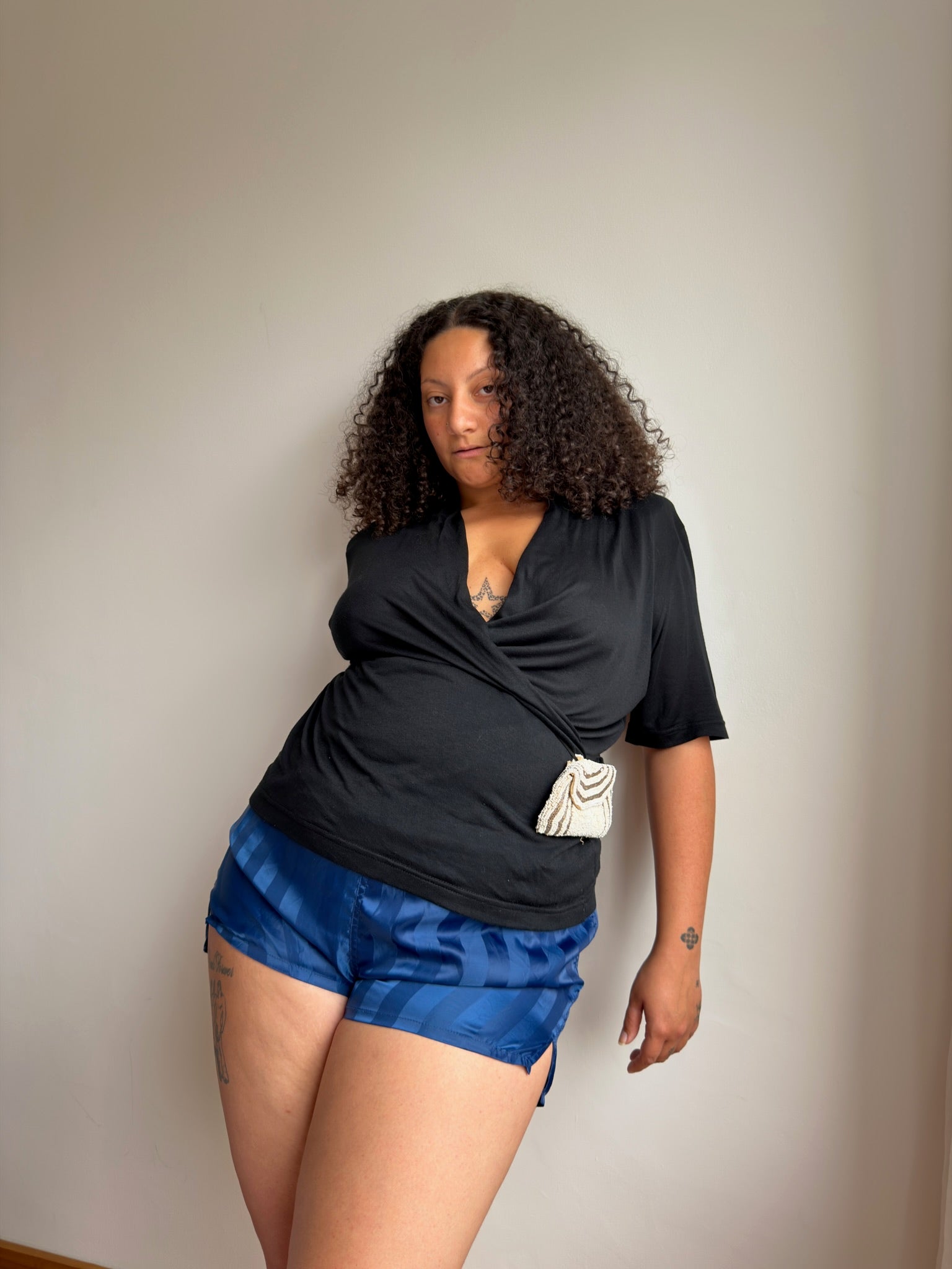 Beaded Pouch with Belt Loop - Cream