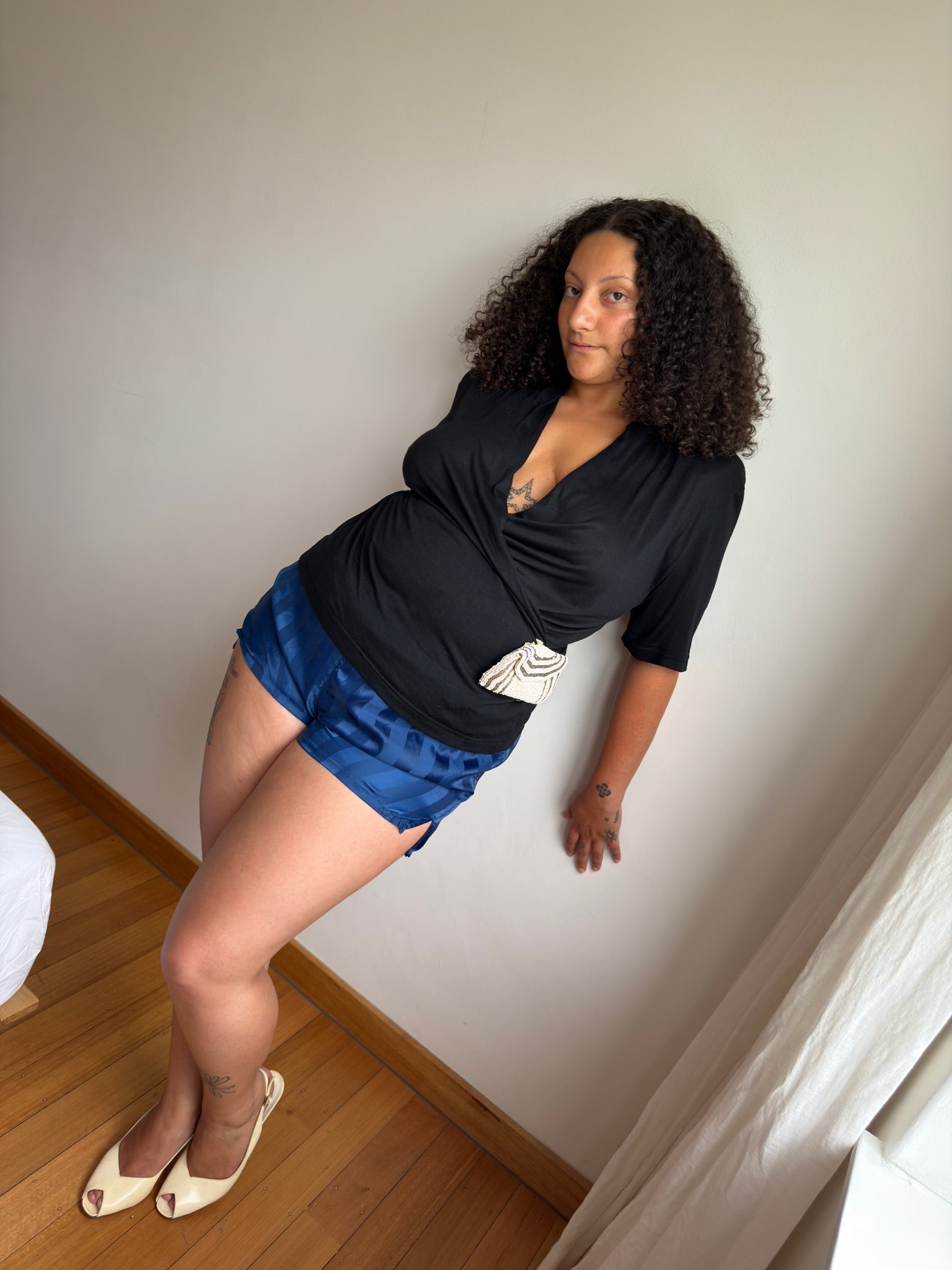 Beaded Pouch with Belt Loop - Cream