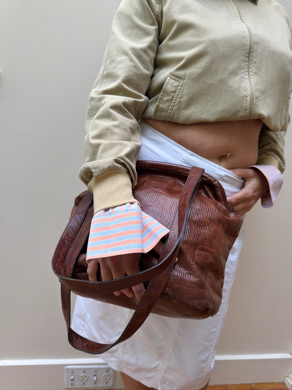 Borrelli Button Down - Apricot/Blue