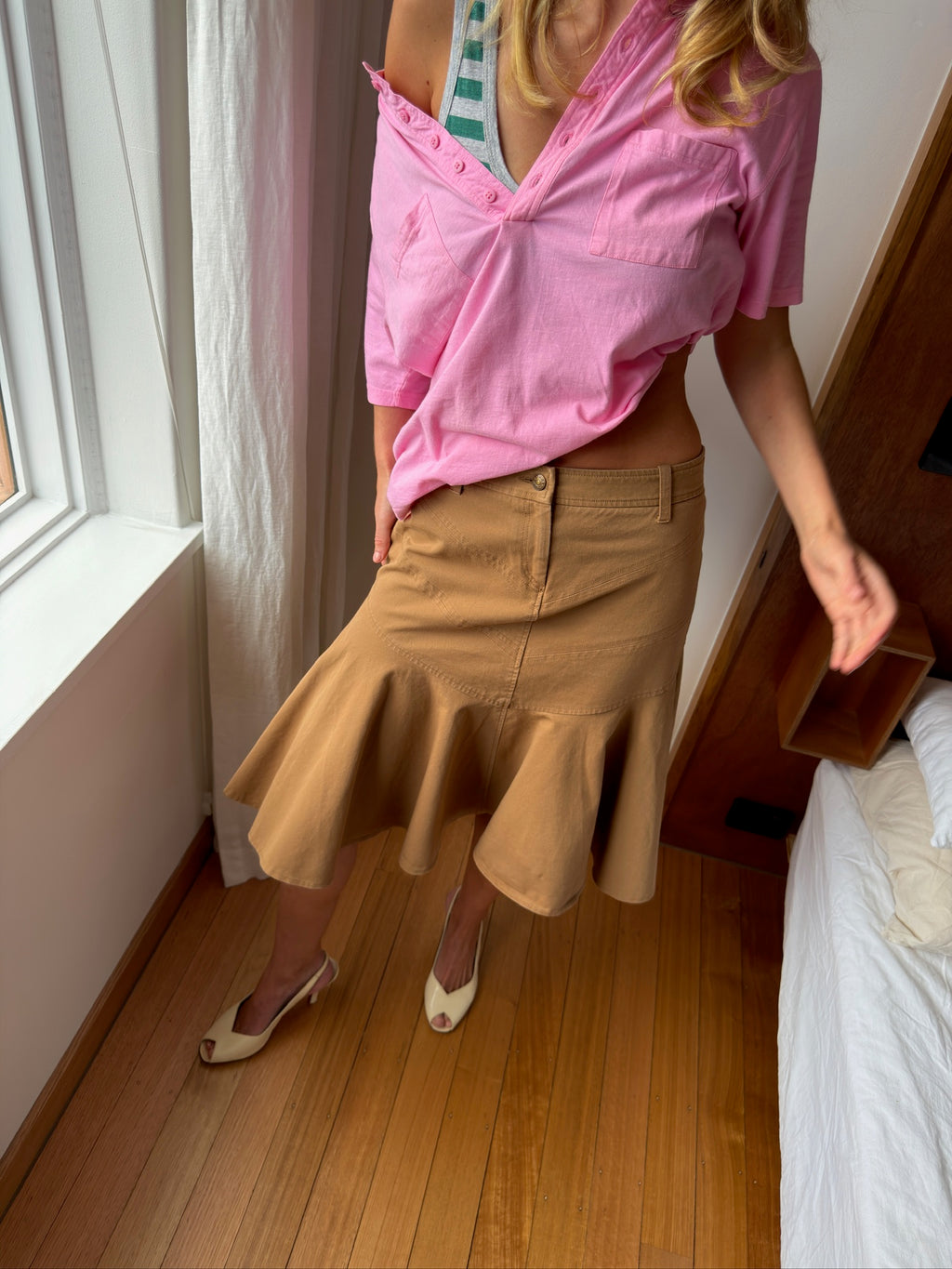 Bruno Magli Peep Toe Heels - Cream