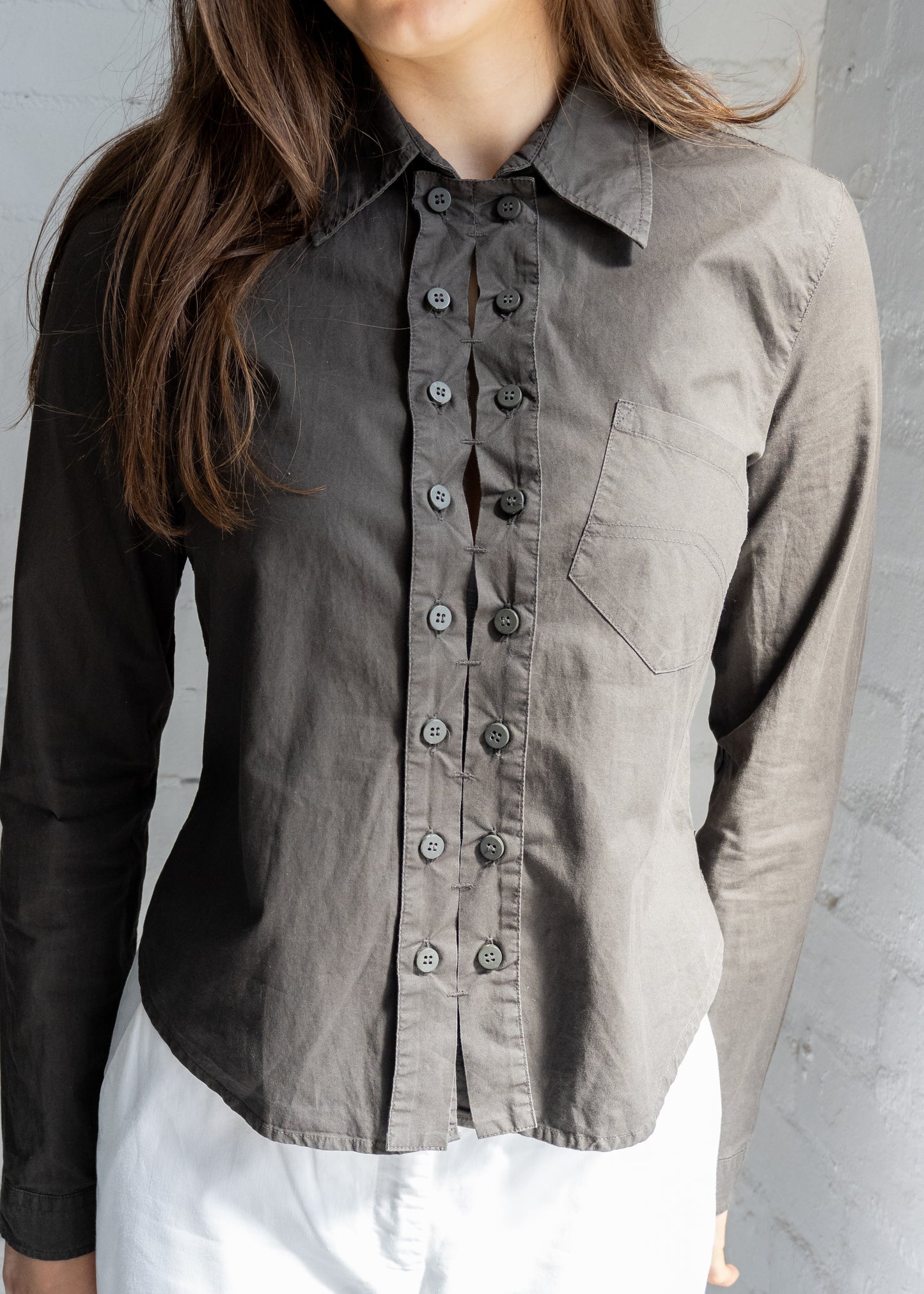 Armani Jeans Double Button Shirt - Dark Grey