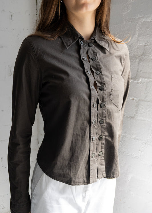 Armani Jeans Double Button Shirt - Dark Grey