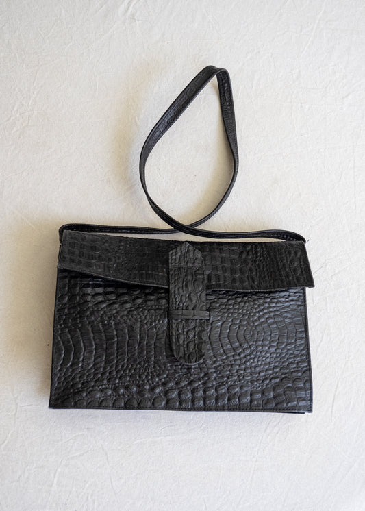 Design and Comfort Textured Leather Bag - Black