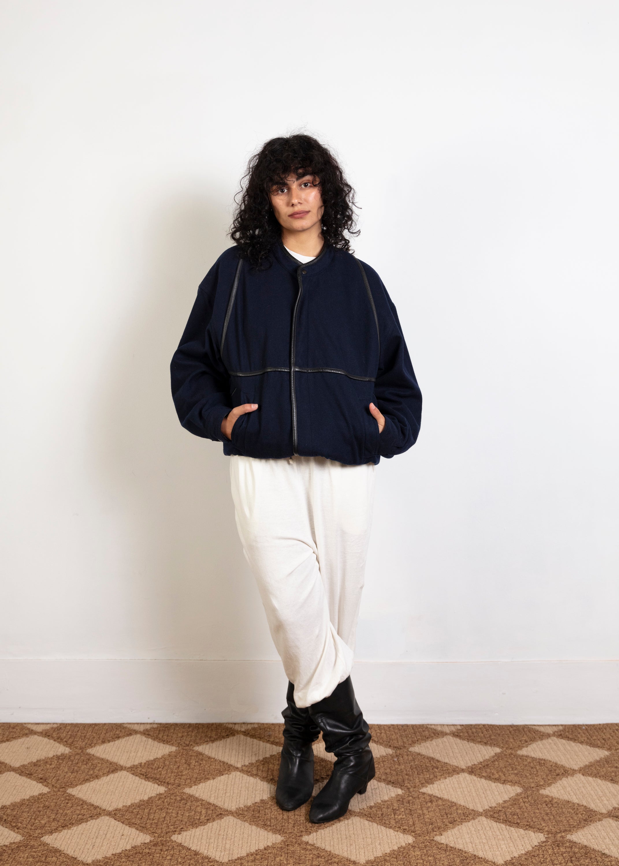 Hunt Club Wool Bomber Jacket - Navy
