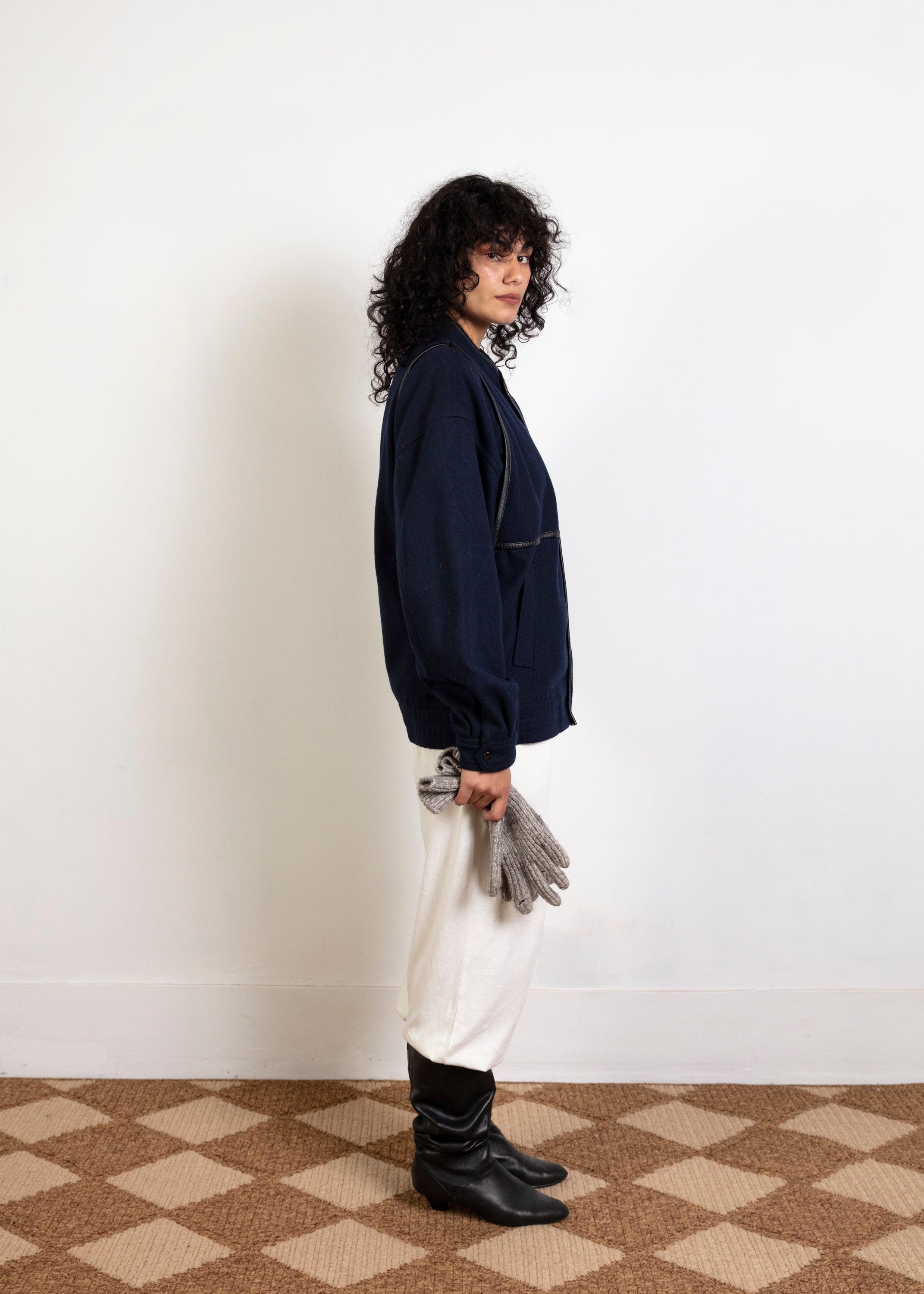 Hunt Club Wool Bomber Jacket - Navy