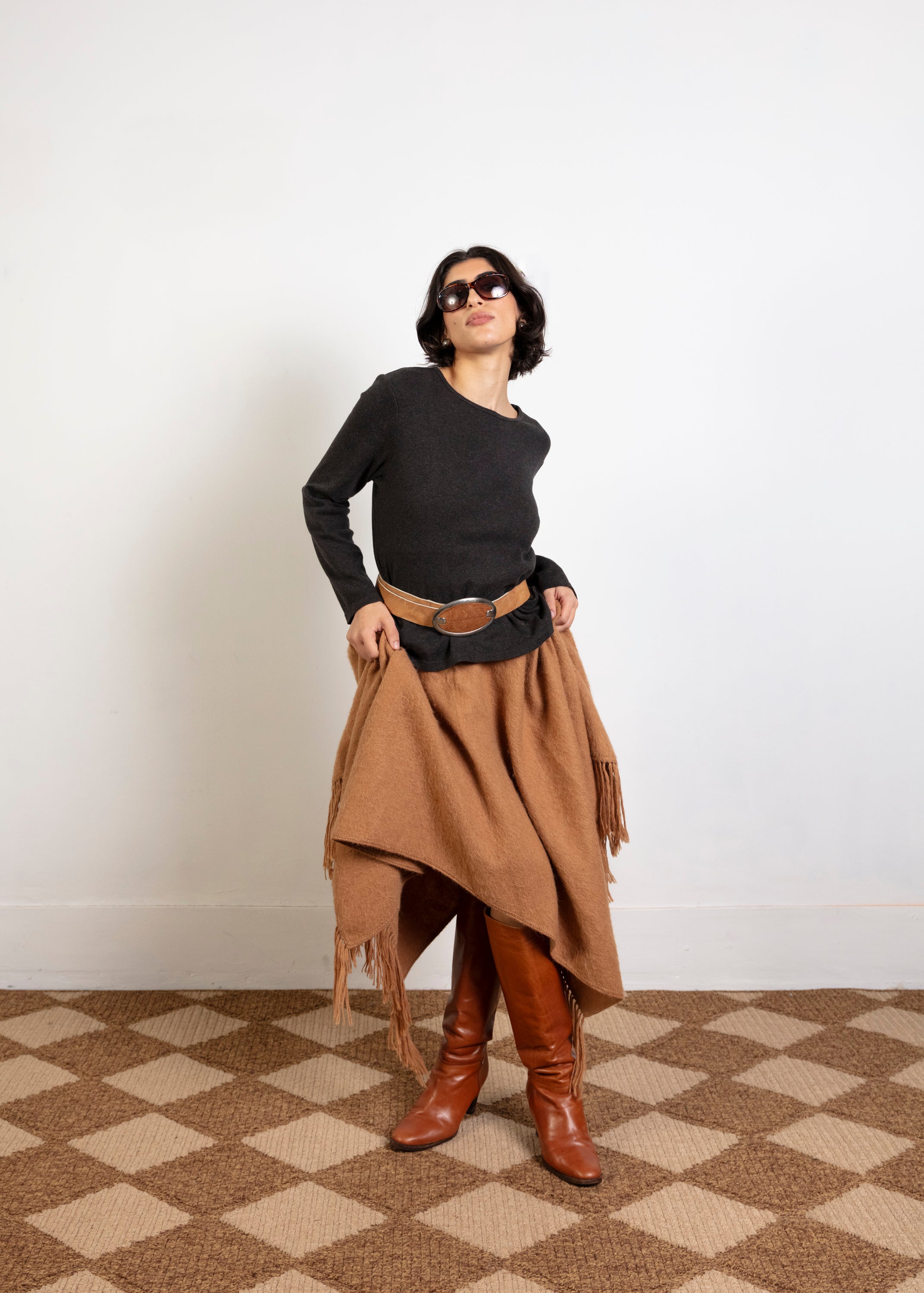 Alpaca Poncho - Camel