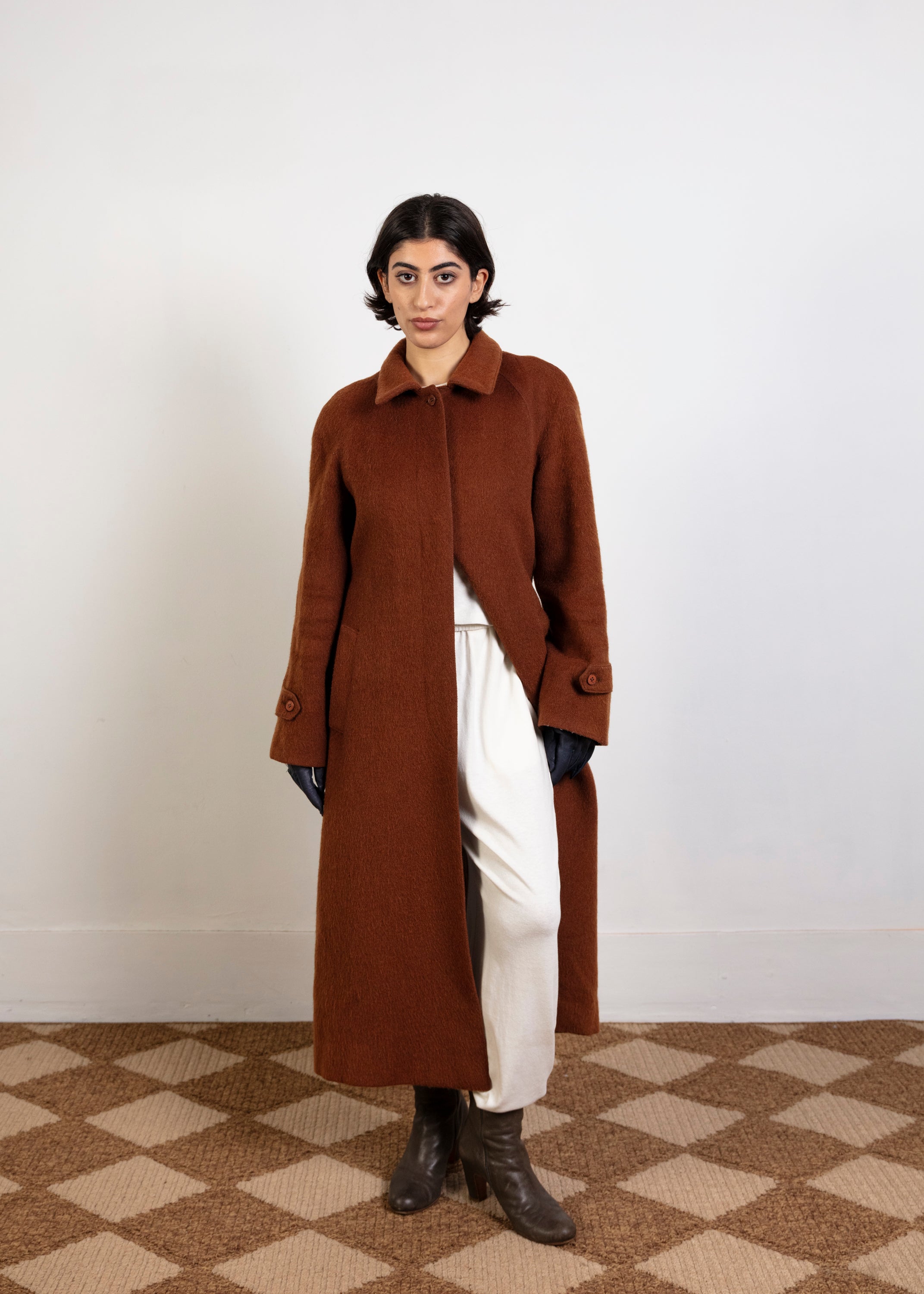Kemoda Wool Coat - Rust Brown