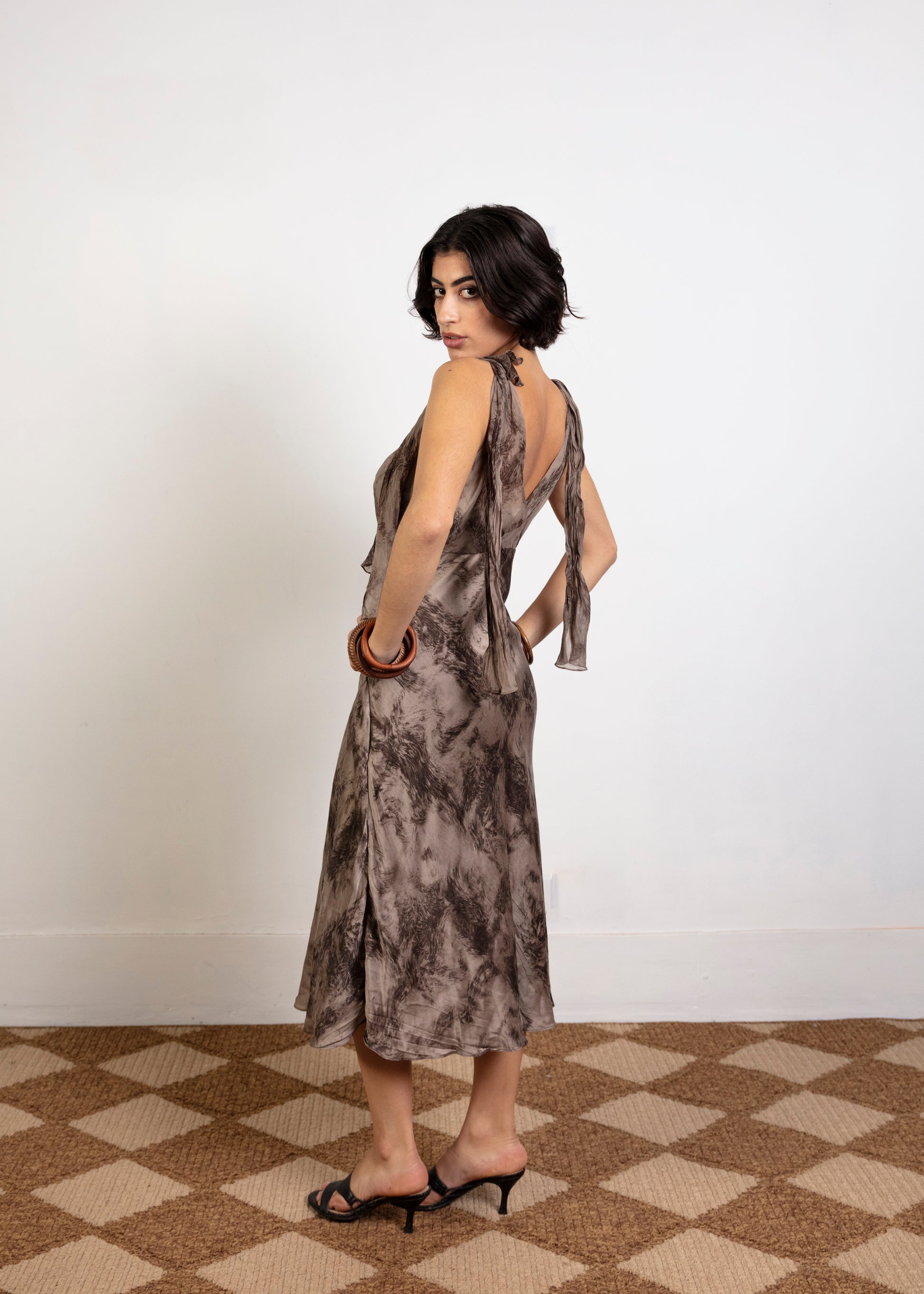 George Gross Silk Halter Dress - Brown